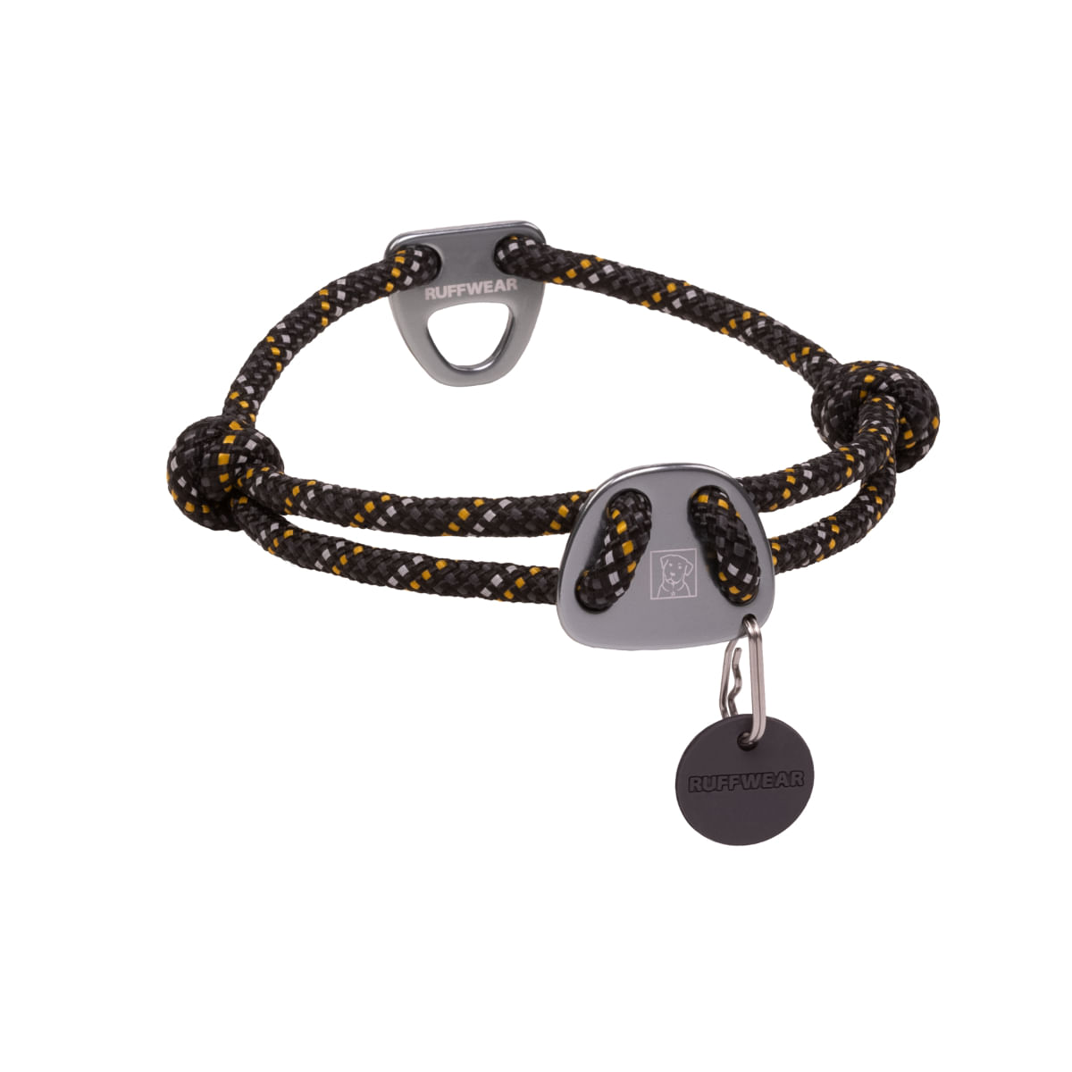 RUFFWEAR Knot a Collar, zgardă cordelină sport câini, ajustabilă, reflectorizantă RUFFWEAR Knot a Collar Obsidian Black, zgardă cordelină sport câini, ajustabilă, reflectorizantă, negru, M(36-51  x 0.7cm) - 1 | YEO