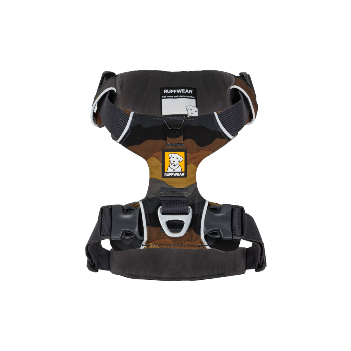 RUFFWEAR Front Rage, ham prindere dublă(piept&amp;spate) dresaj câini, ajustabil, reflectorizant RUFFWEAR Front Rage Moonlight Mountains, ham prindere dublă(piept&amp;spate) dresaj câini, ajustabil, reflectorizant, maro și gri, S(56-69cm)