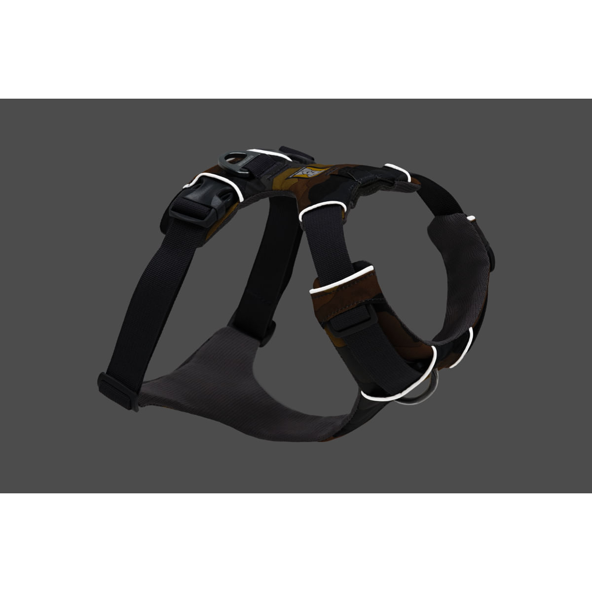 RUFFWEAR Front Rage, ham prindere dublă(piept&amp;spate) dresaj câini, ajustabil, reflectorizant RUFFWEAR Front Rage Moonlight Mountains, ham prindere dublă(piept&amp;spate) dresaj câini, ajustabil, reflectorizant, maro și gri, S(56-69cm)