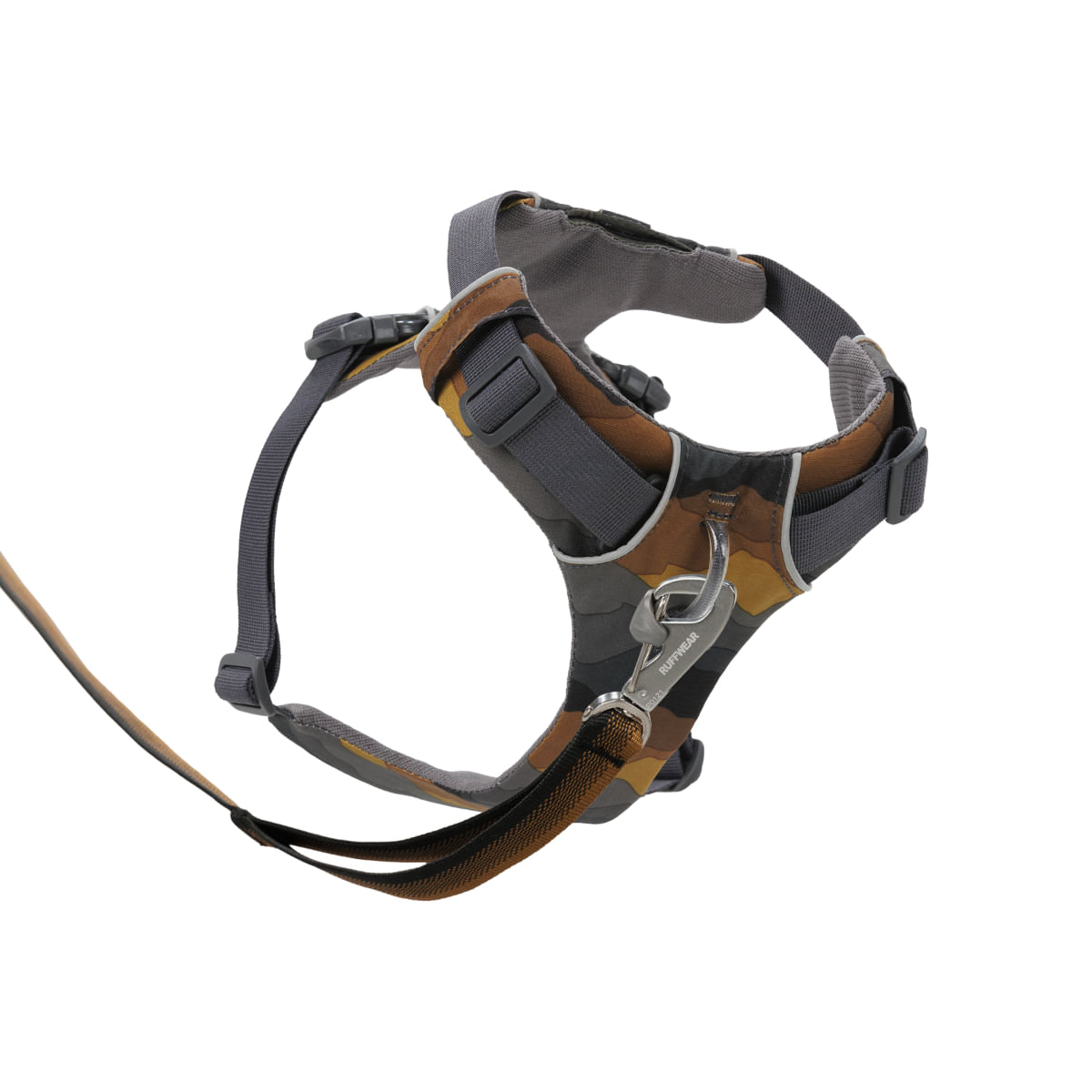 RUFFWEAR Front Rage, ham prindere dublă(piept&amp;spate) dresaj câini, ajustabil, reflectorizant RUFFWEAR Front Rage Moonlight Mountains, ham prindere dublă(piept&amp;spate) dresaj câini, ajustabil, reflectorizant, maro și gri, S(56-69cm)