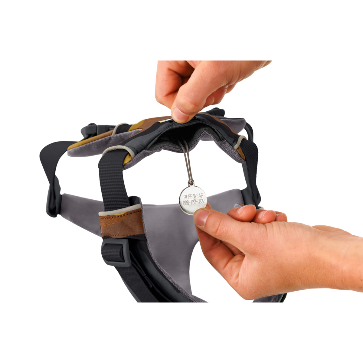 RUFFWEAR Front Rage, ham prindere dublă(piept&amp;spate) dresaj câini, ajustabil, reflectorizant RUFFWEAR Front Rage Moonlight Mountains, ham prindere dublă(piept&amp;spate) dresaj câini, ajustabil, reflectorizant, maro și gri, L-XL(81-107cm)