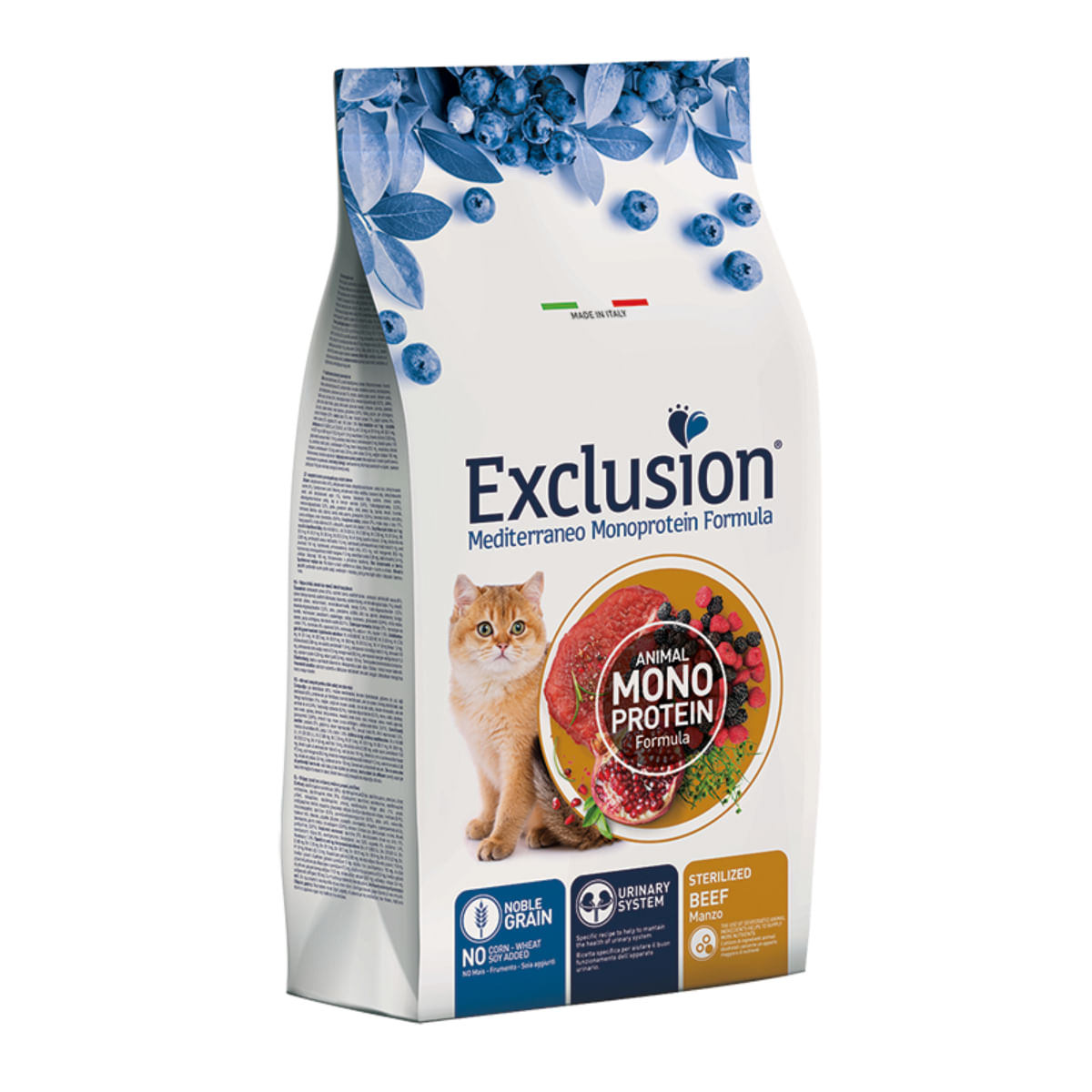 EXCLUSION Mediterraneo Monoprotein Formula Sterilised, Vită, hrană uscată monoproteică pisici sterilizate, 12kg