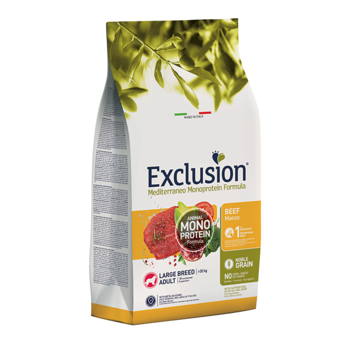 EXCLUSION Mediterraneo Monoprotein Formula Large Breed, L-XL, Vită, hrană uscată monoproteică câini, 12kg