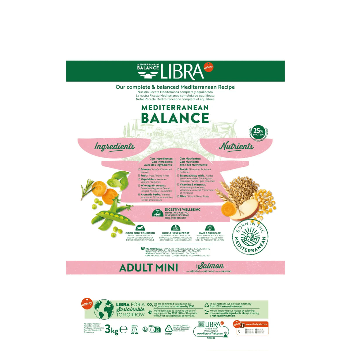 LIBRA Mediterranean Balance Mini Adult, XS-S, Somon, hrană uscată câini, 8kg