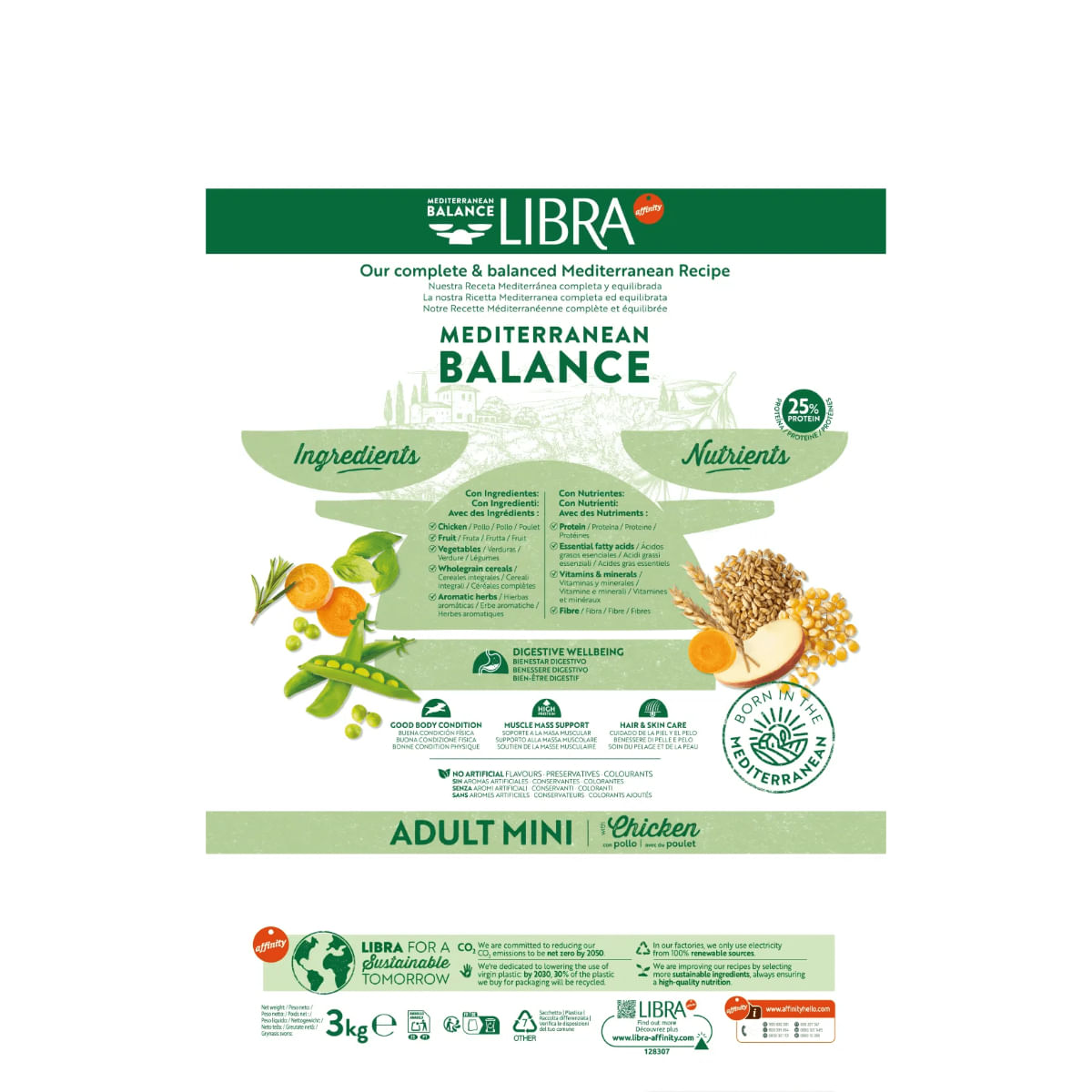 LIBRA Mediterranean Balance Mini Adult, XS-S, Pui și Fructe, hrană uscată câini, 8kg
