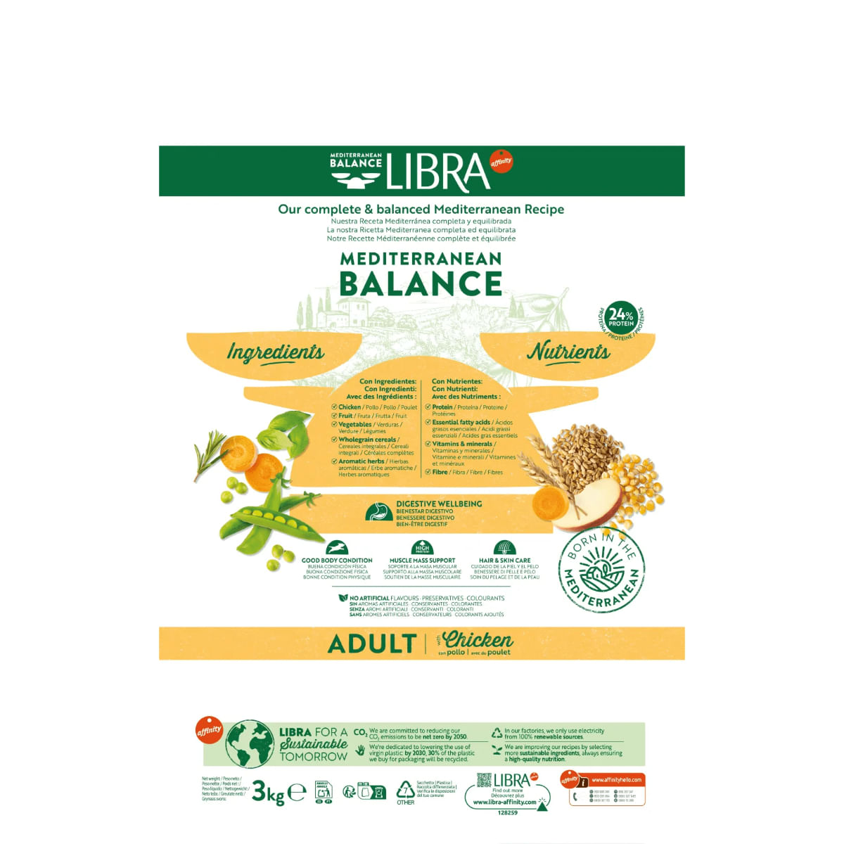 LIBRA Mediterranean Balance, XS-XL, Pui, hrană uscată câini, 14kg