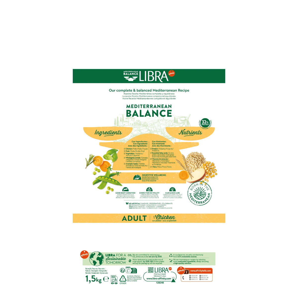 LIBRA Mediterranean Balance, Pui și Fructe, hrană uscată pisici, 12kg