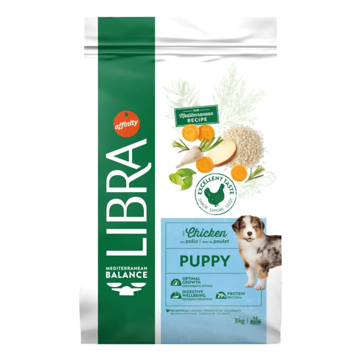 LIBRA Mediterranean Balance Puppy, XS-XL, Pui, hrană uscată câini junior, 12kg