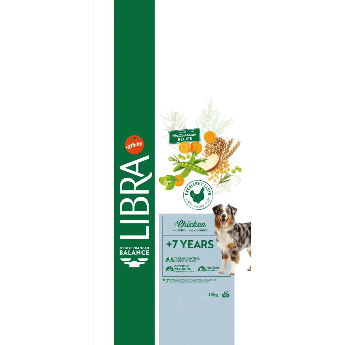 LIBRA Mediterranean Balance Plus 7 Ani, XS-XL, Pui, hrană uscată câini senior, 12kg