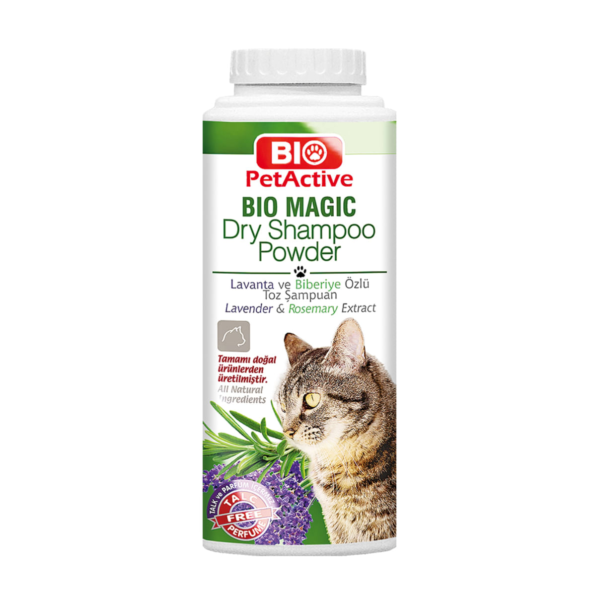BIO PETACTIVE Bio Magic Dry Shampoo Powder, șampon pudră pisici, fără clătire, flacon, 150g