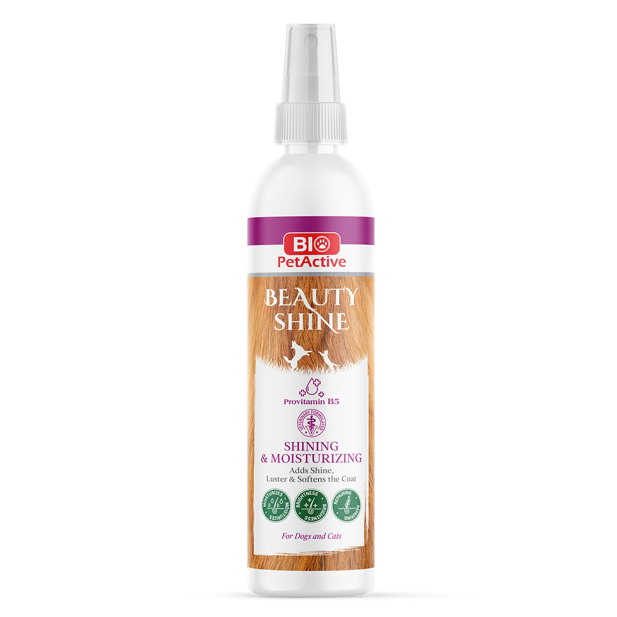 BIO PETACTIVE Beauty Shine Shining & Moisturizing, XS-XL, spray descâlcit câini, descâlcirea blănii, hidratant, flacon, 100ml