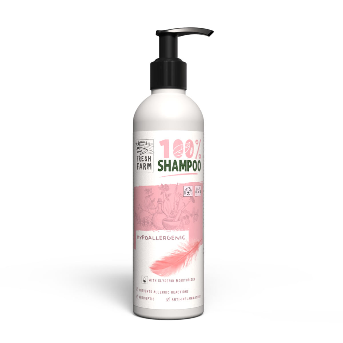 FRESH FARM Hypoalergenic, XS-XL, șampon câini, hipoalergenic, flacon, 250ml