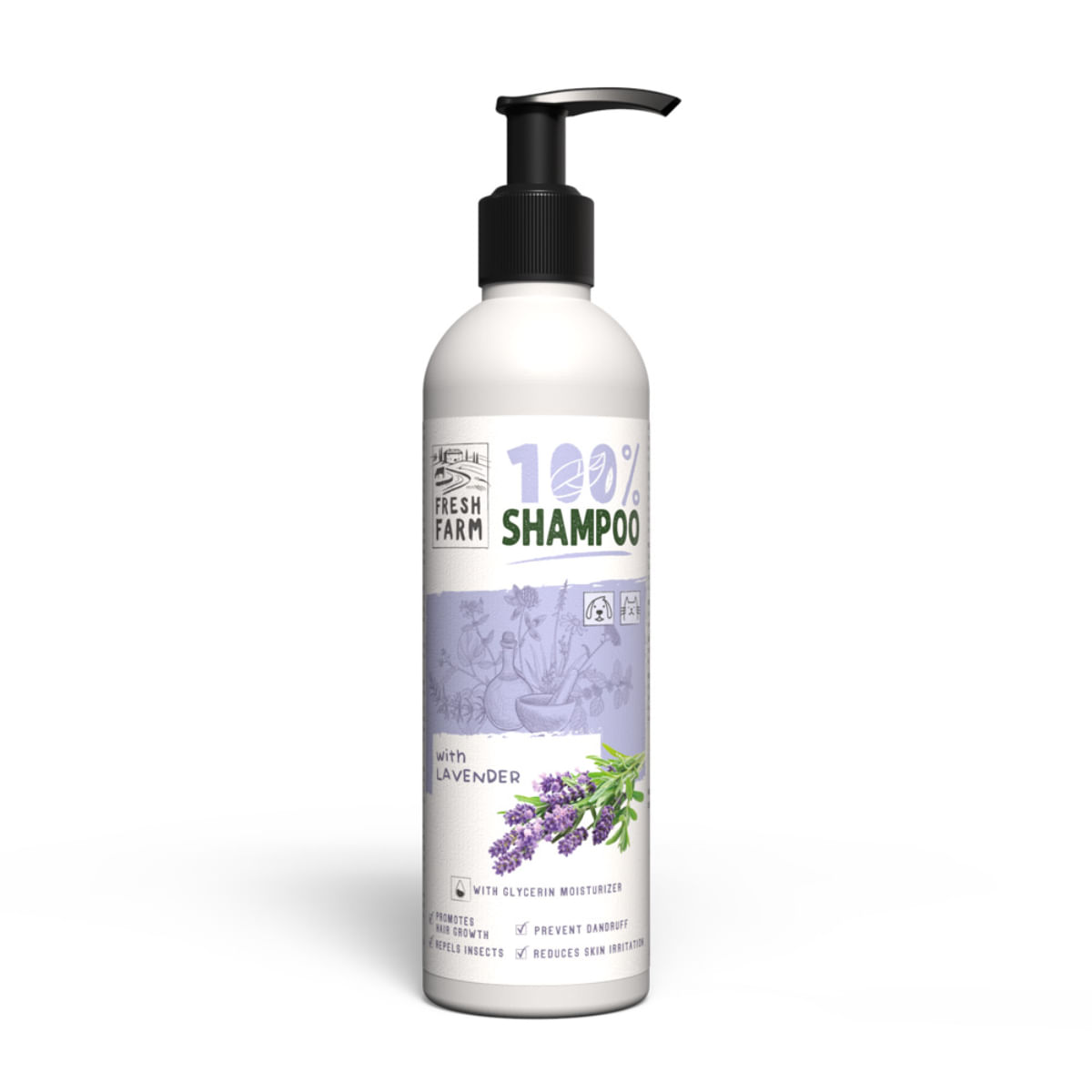 FRESH FARM Lavanda, XS-XL, șampon câini, calmant, flacon, 250ml - 1 | YEO