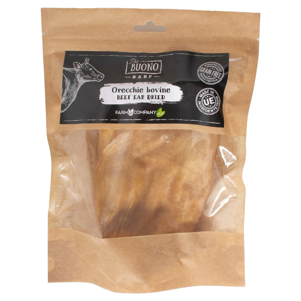 PIU BUONO Urechi de Vita Uscate, XS-XL, punguță recompense BARF câini, 50g - 1 | YEO