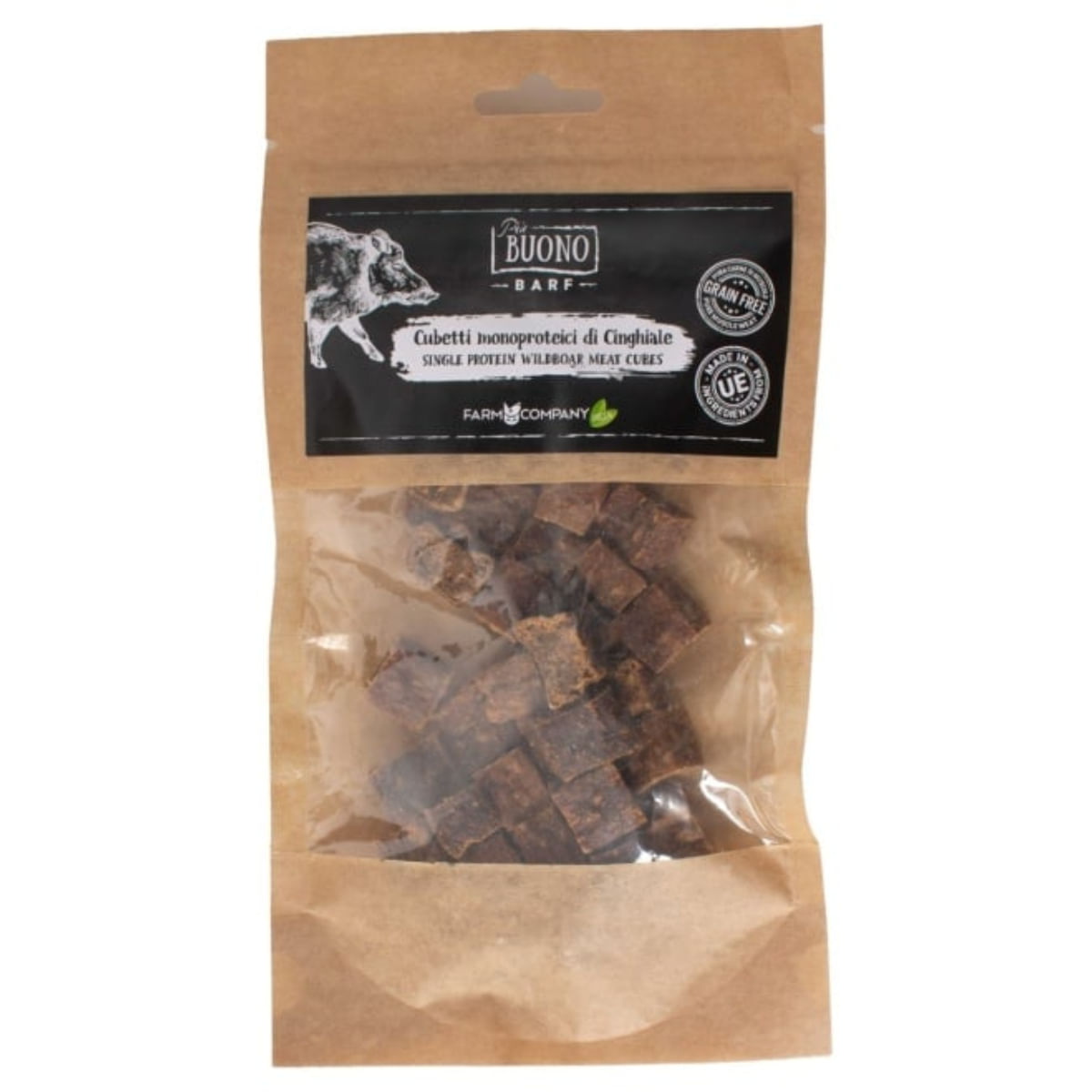 PIU BUONO Single Protein Meat Cubes, XS-XL, Mistreț, punguță recompense monoproteice BARF câini, 70g - 1 | YEO