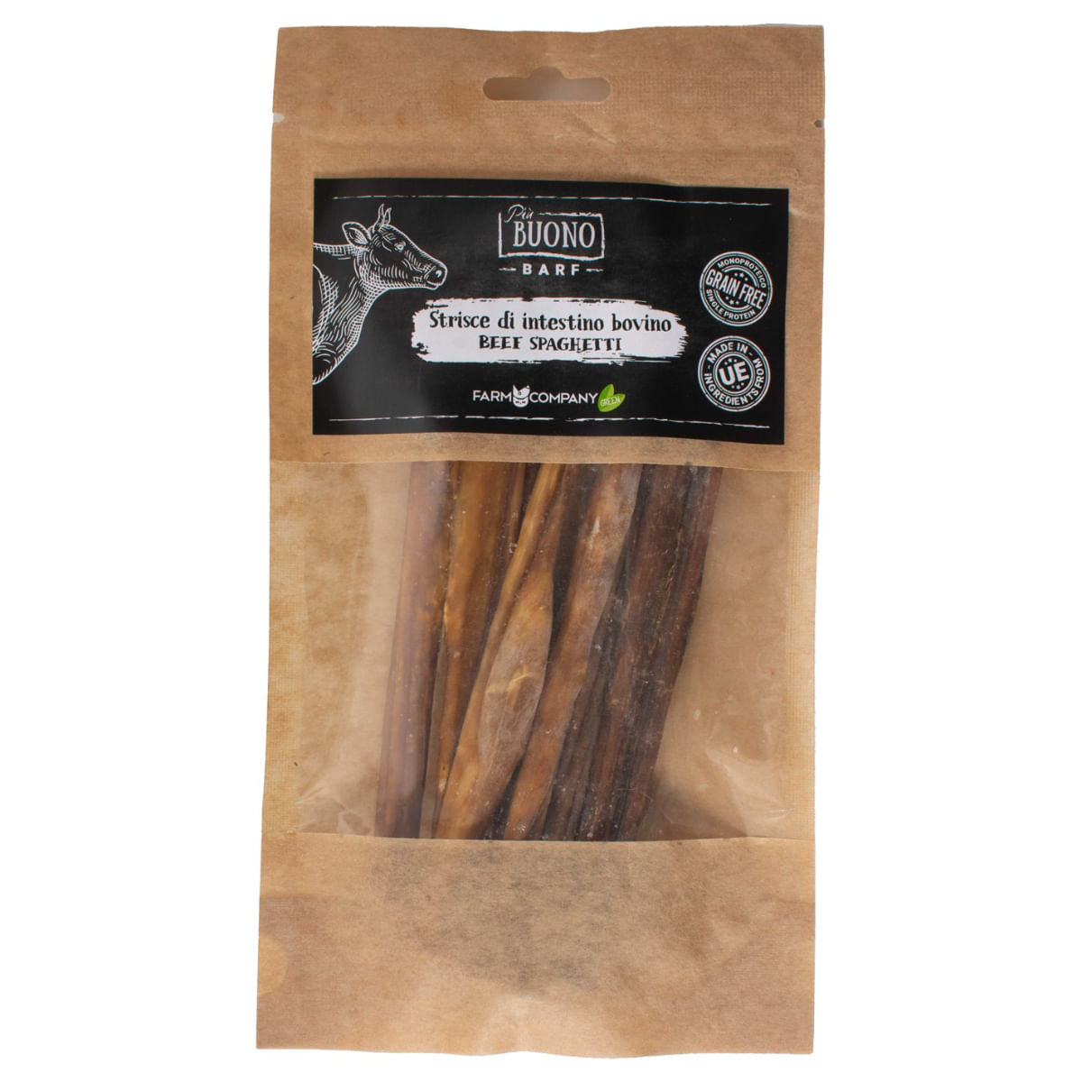PIU BUONO Strips Intestine de Vita, XS-XL, punguță recompense câini, 50g - 1 | YEO