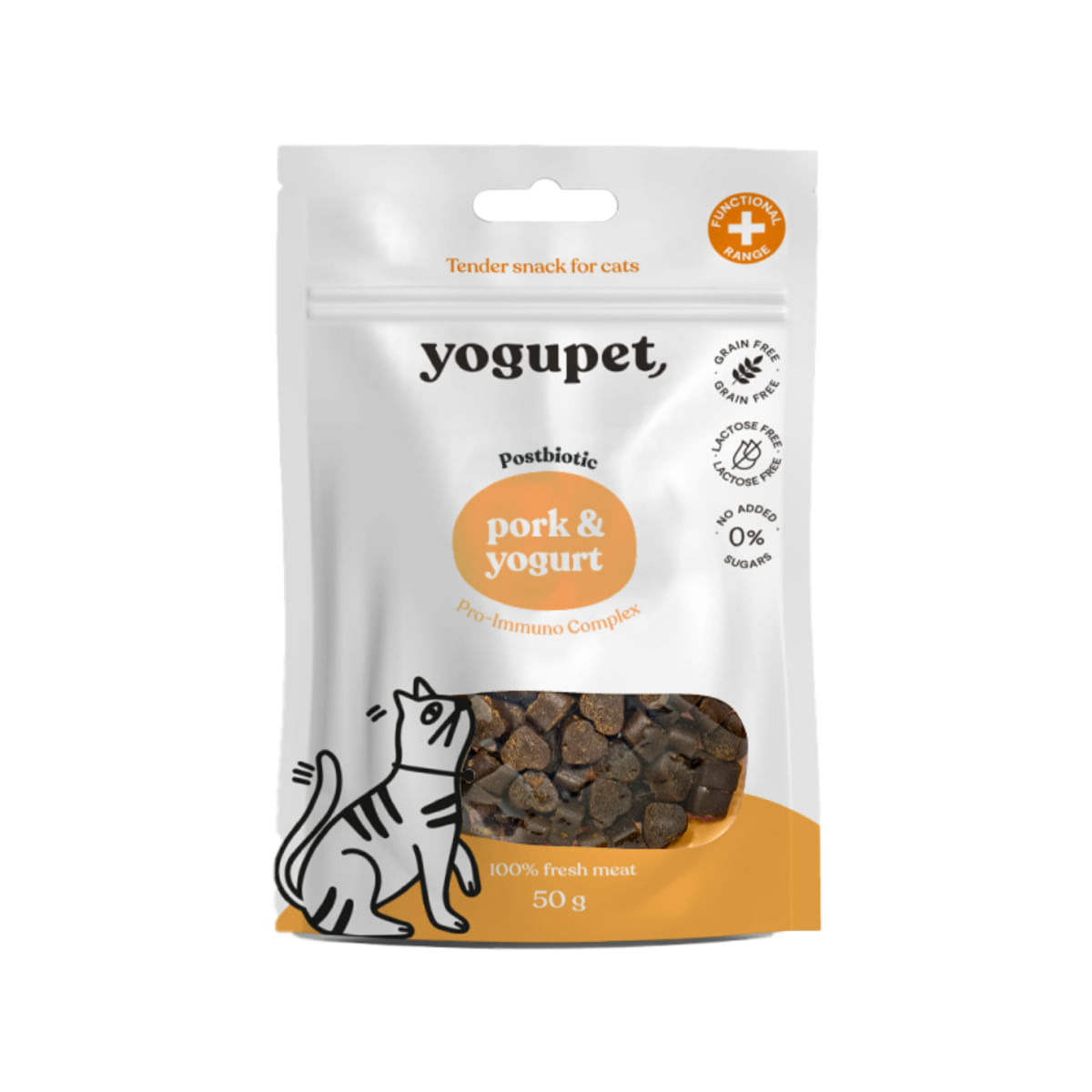 YOGUPET Snack Cat Porc & Iaurt, Porc, recompense fără cereale pisici, 50g - 1 | YEO