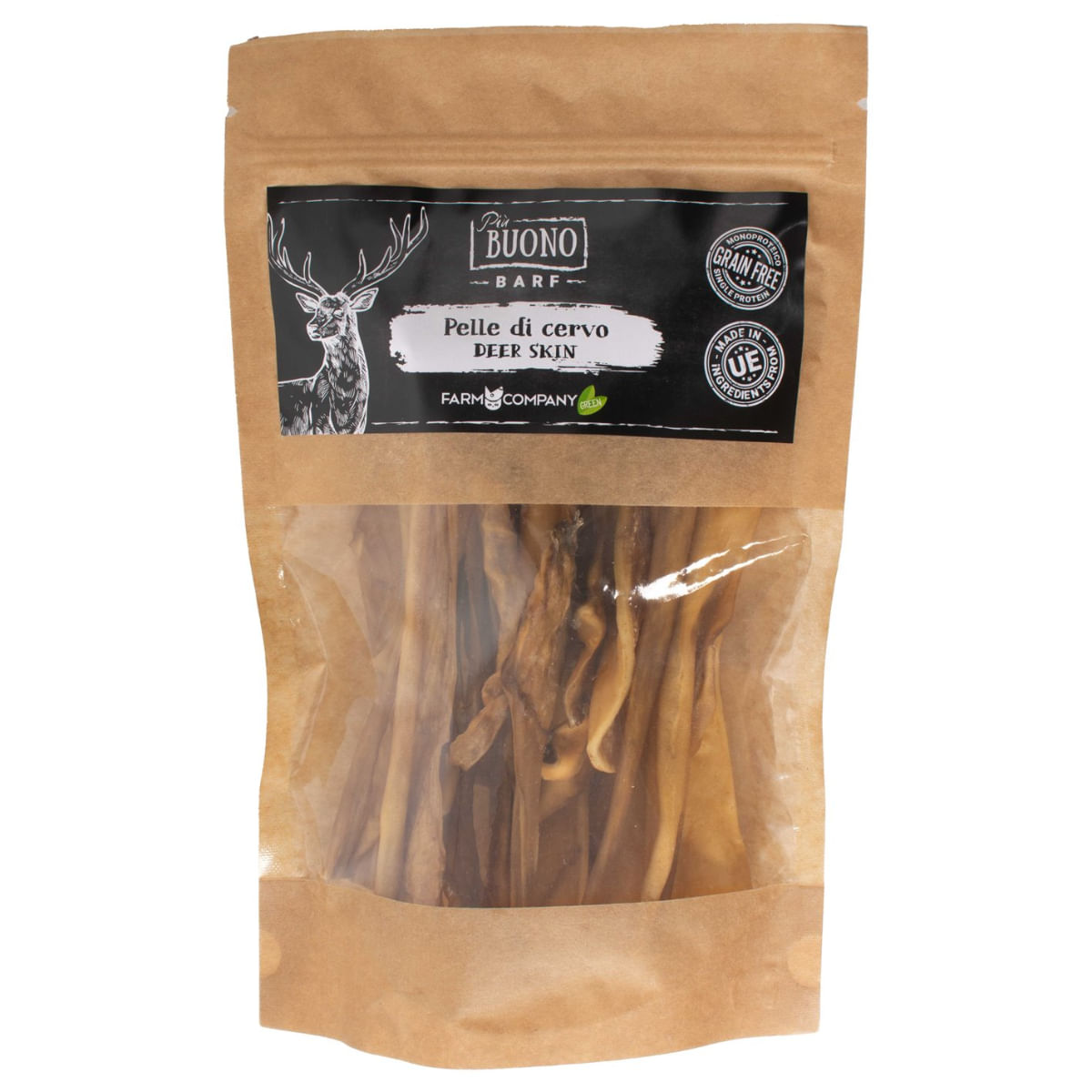 PIU BUONO Piele Uscata de Caprioara, XS-XL, punguță recompense câini, 250g - 1 | YEO