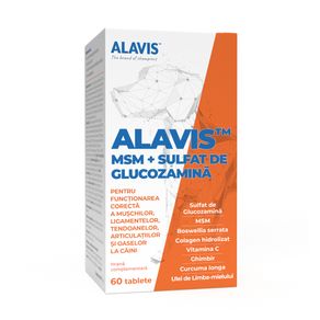 ALAVIS-MSM-+-Sulfat-de-Glucozamina-XS-XL-supliment-sistem-articular-caini-flacon-60-comprimate-1