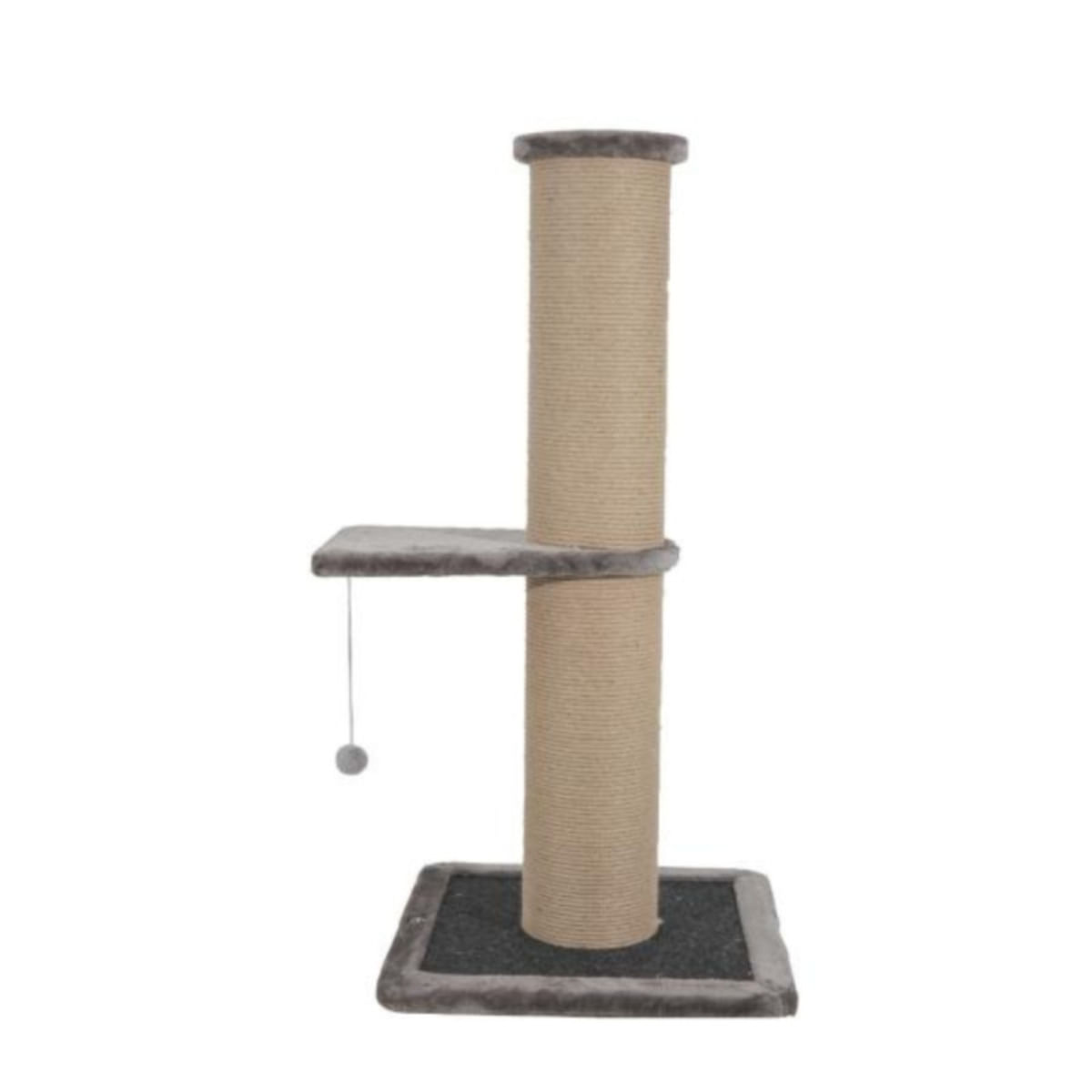 SHAW, stâlp de zgâriat cilindric pisici, 1 etaj, MDF și sisal, elemente de zgâriat, elemente atârnate, gri, 50x50x106cm - 1 | YEO