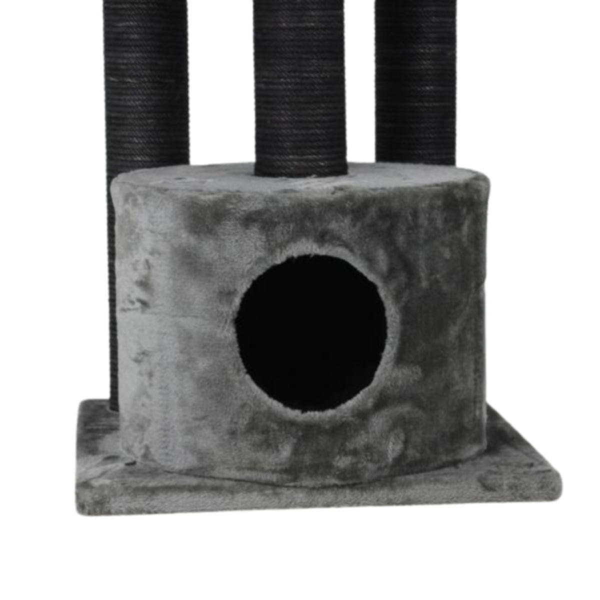 SHAW Warsaw, ansamblu de joacă pisici, 3 etaje, 1 căsuța, MDF și pluș, elemente de zgâriat, gri, 65x80x130cm