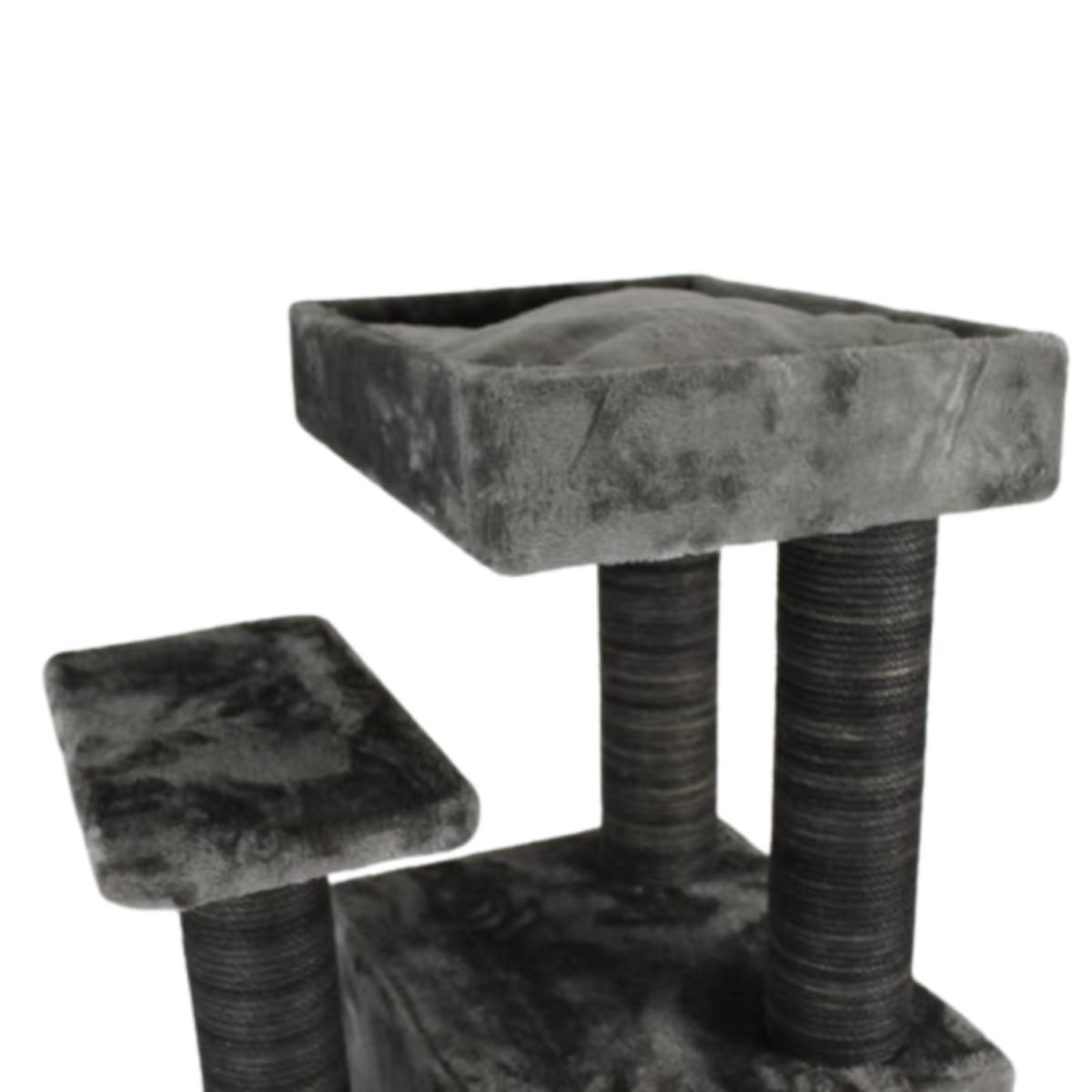 SHAW Zurih, ansamblu de joacă pisici, 7 etaje, 1 căsuța, MDF și pluș, elemente de zgâriat, gri, 55x80x150cm