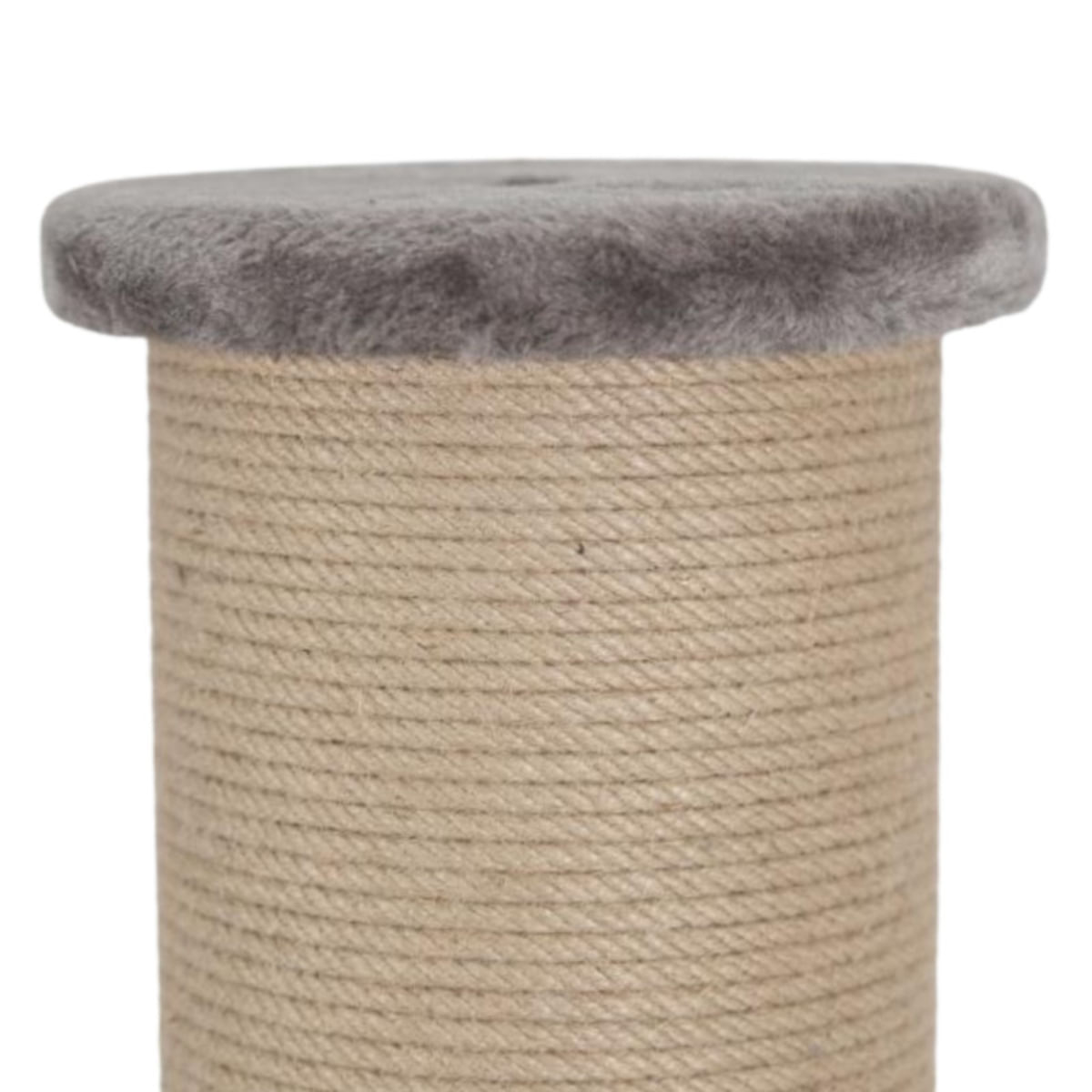 SHAW, stâlp de zgâriat cilindric pisici, 1 etaj, MDF și sisal, elemente de zgâriat, elemente atârnate, gri, 50x50x106cm