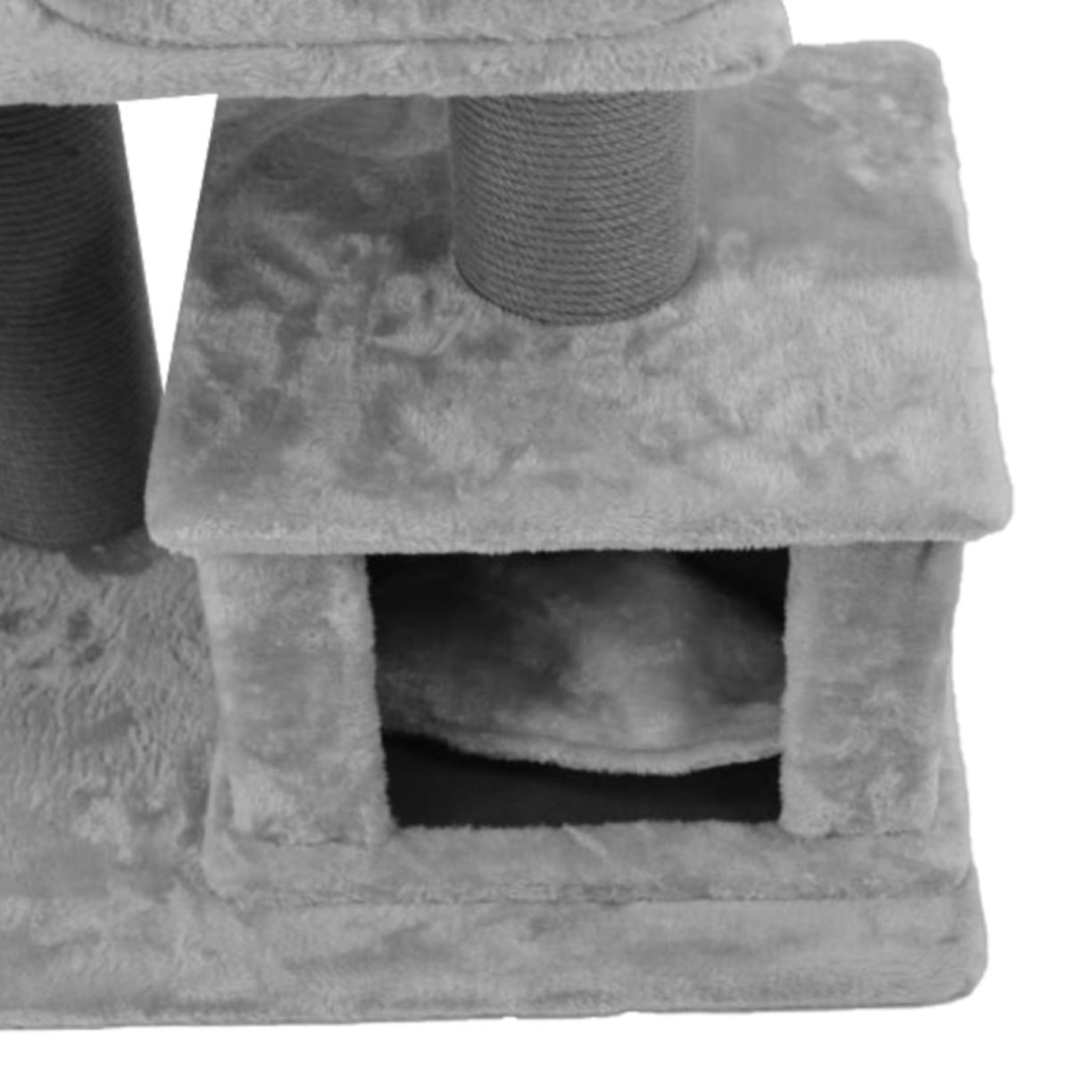 SHAW Istanbul, ansamblu de joacă pisici, 5 etaje, 1 căsuța, MDF și pluș, elemente de zgâriat, elemente hamac, gri, 52x100x172cm