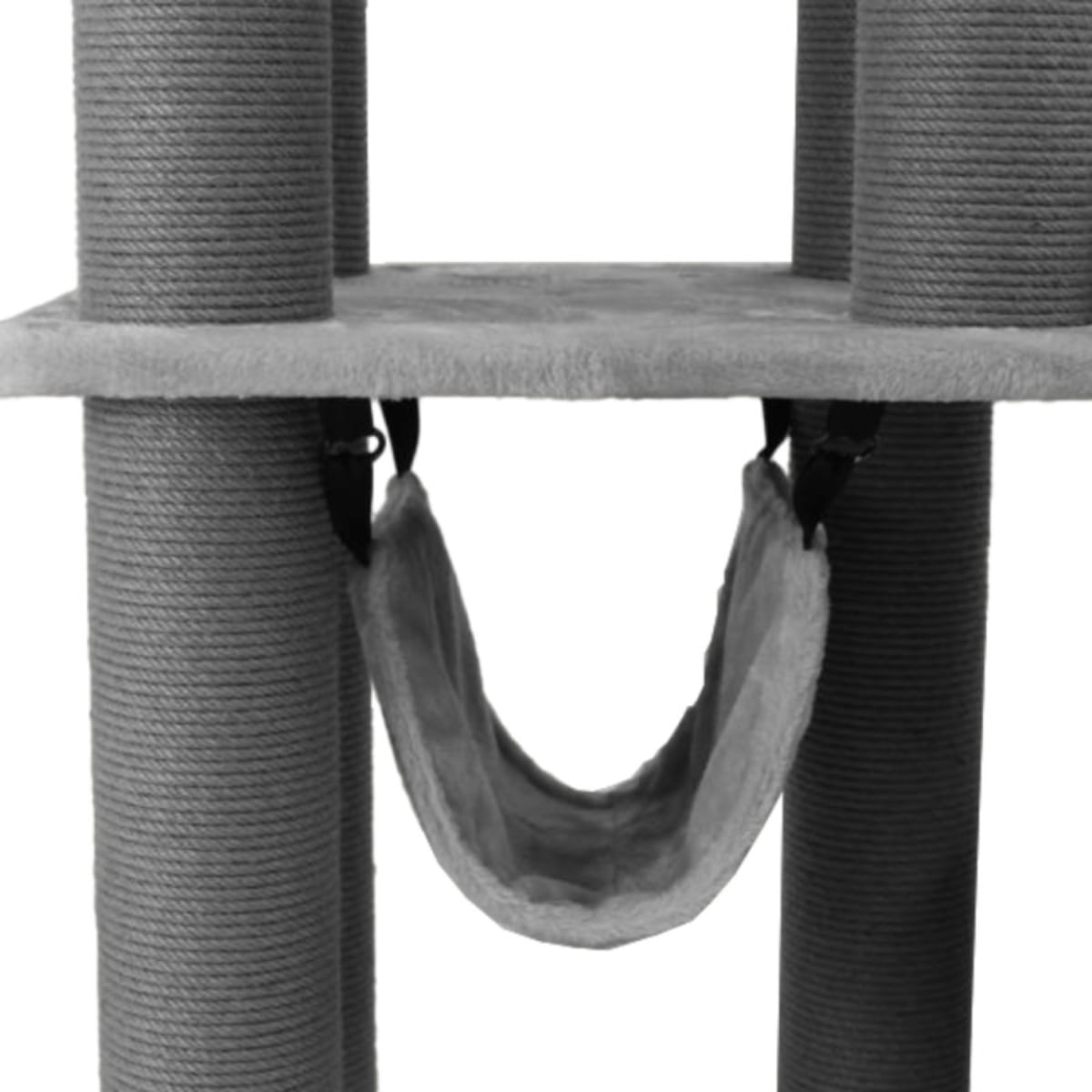 SHAW Istanbul, ansamblu de joacă pisici, 5 etaje, 1 căsuța, MDF și pluș, elemente de zgâriat, elemente hamac, gri, 52x100x172cm