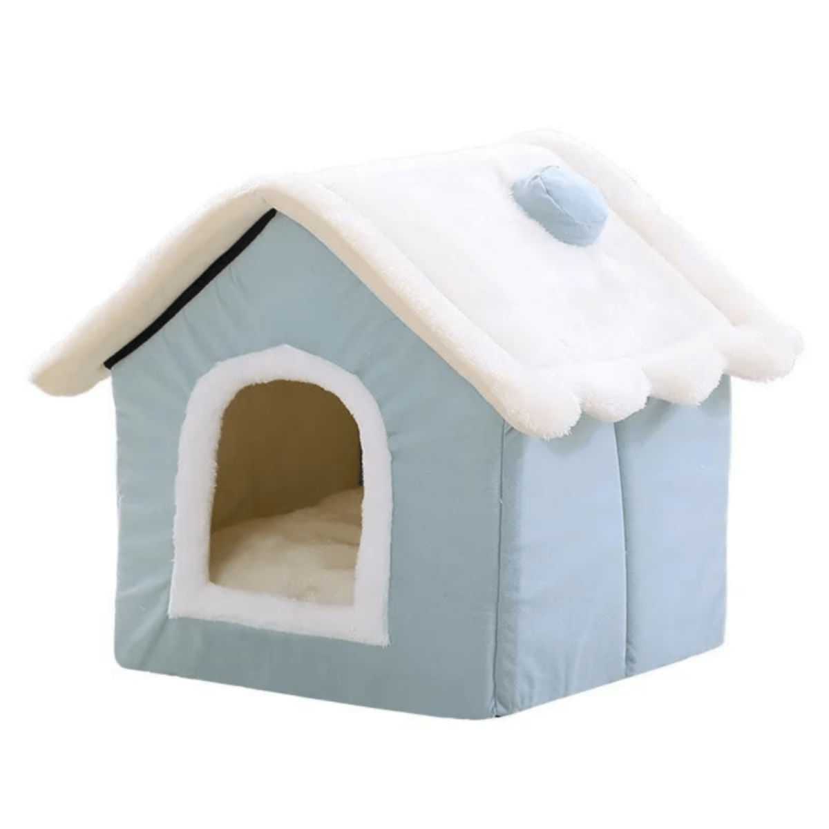 SHAW, căsuța câini și pisici, textil, pliabil, termic alb și albastru, XS-S(40x32x35cm) - 1 | YEO