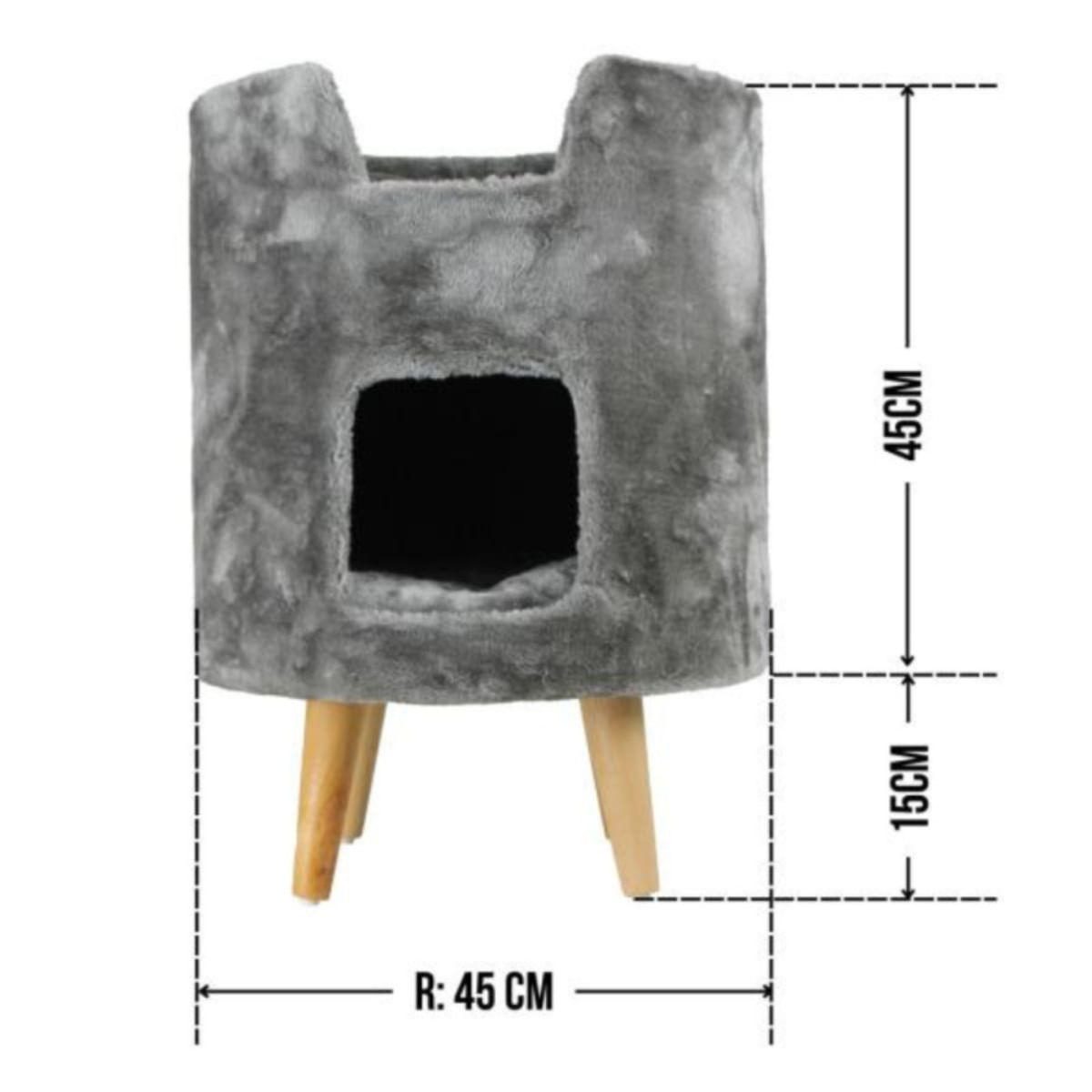 SHAW Oslo, căsuța pisici, MDF gri, 45x45x60cm