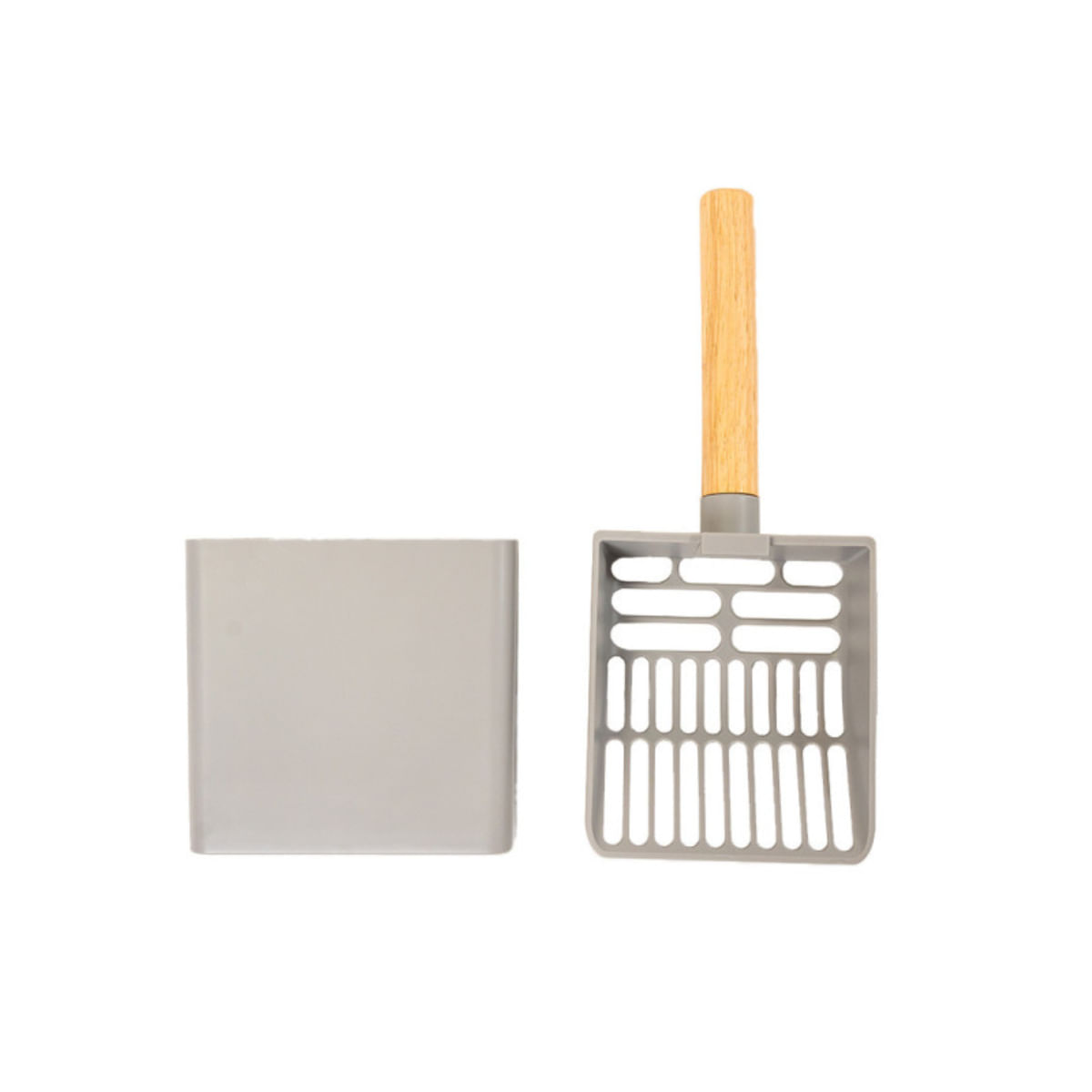 SHAW XL prag multifunctional & lopatica incluse, litieră pisici, cu ramă, gri, 60.8 x 29.3 cm