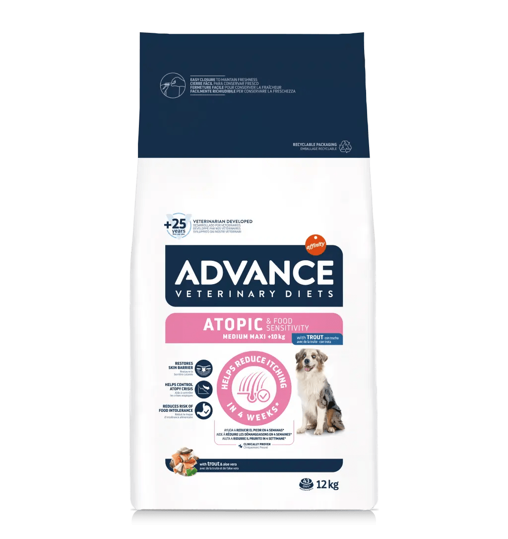 ADVANCE Veterinary Diets Dog Atopic Care, dietă veterinară, hrană uscată câini, afecțiuni dermatologice ADVANCE Veterinary Diets Atopic Medium/Maxi, M-L, dietă veterinară câini, hrană uscată, afecțiuni dermatologice, 12kg - 1 | YEO