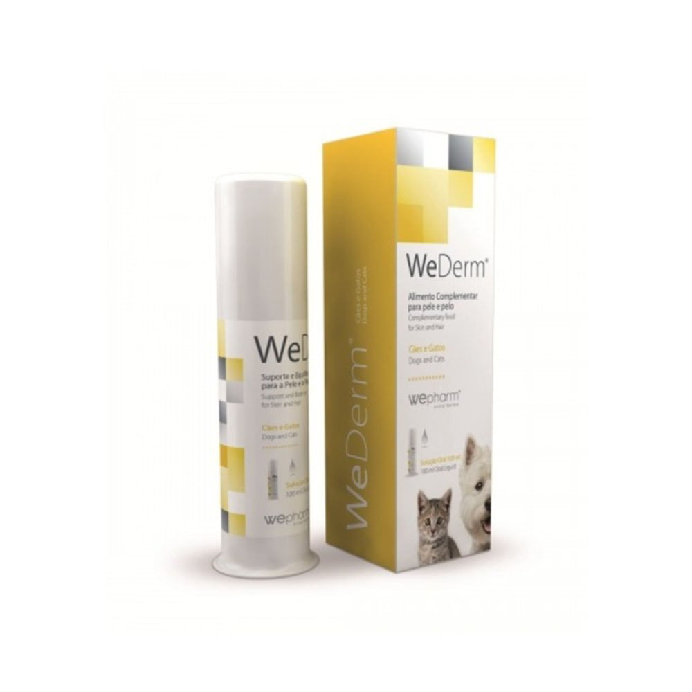 WEPHARM WeDerm, supliment piele & blană câini, suspensie orală WEPHARM WeDerm, XS-XL, supliment piele & blană câini și pisici, flacon cu aplicator, 100ml suspensie orală - 1 | YEO