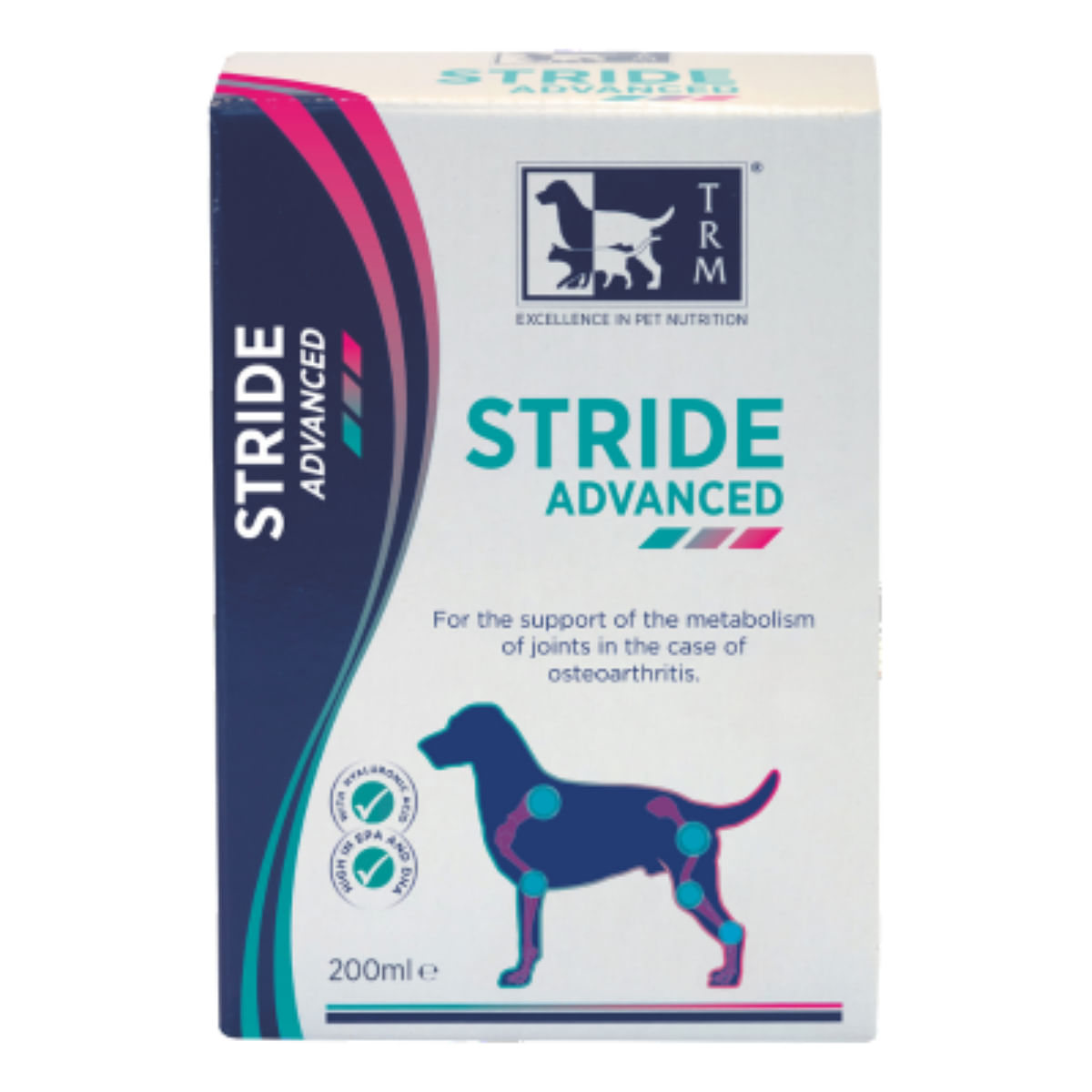TRM Stride Advanced, supliment sistem articular câini, suspensie orală TRM Stride Advanced, XS-XL, supliment sistem articular câini, flacon, 200ml suspensie orală - 1 | YEO