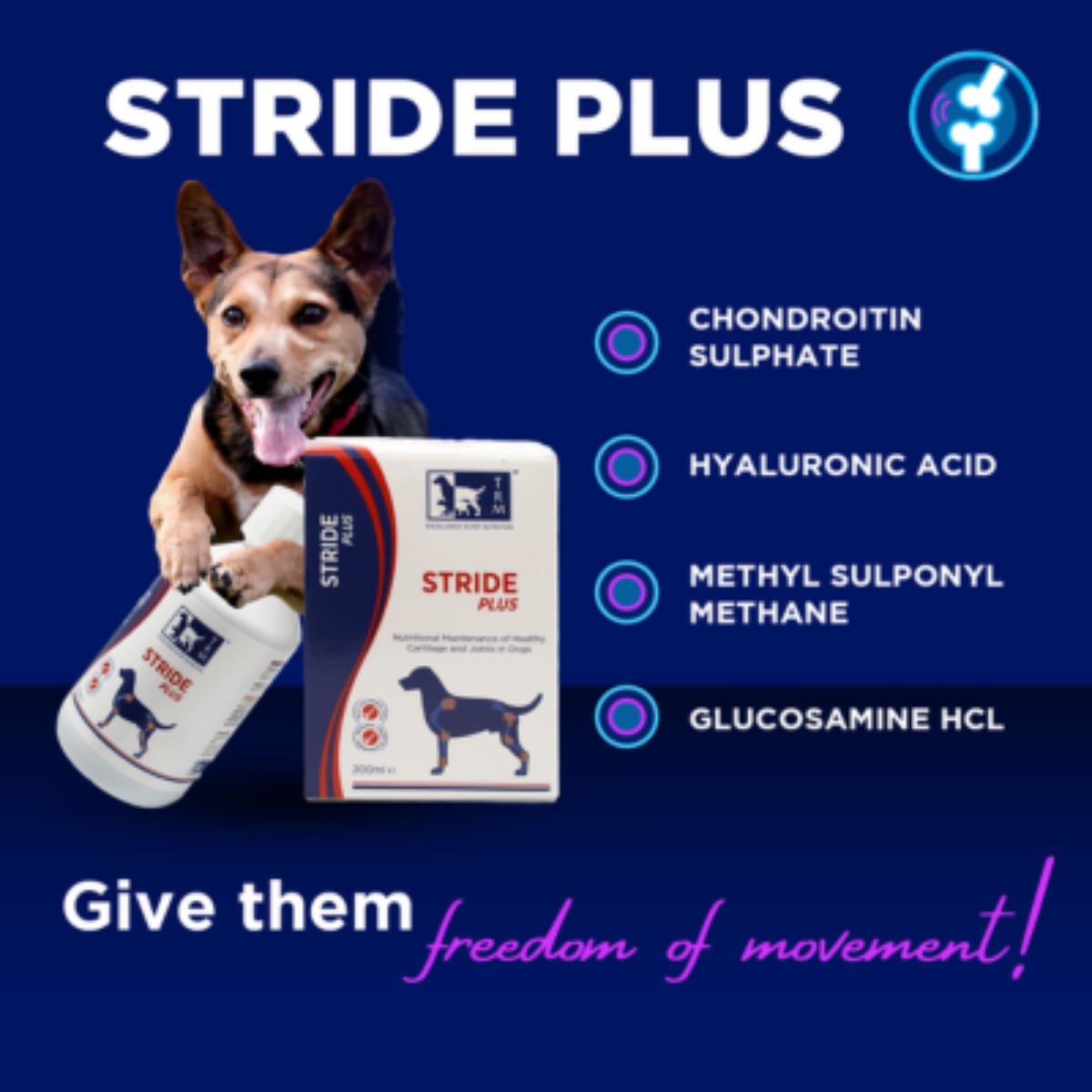 TRM Stride Plus, supliment sistem articular câini, suspensie orală TRM Stride Plus, XS-XL, supliment sistem articular câini, flacon, 200ml suspensie orală - 3 | YEO