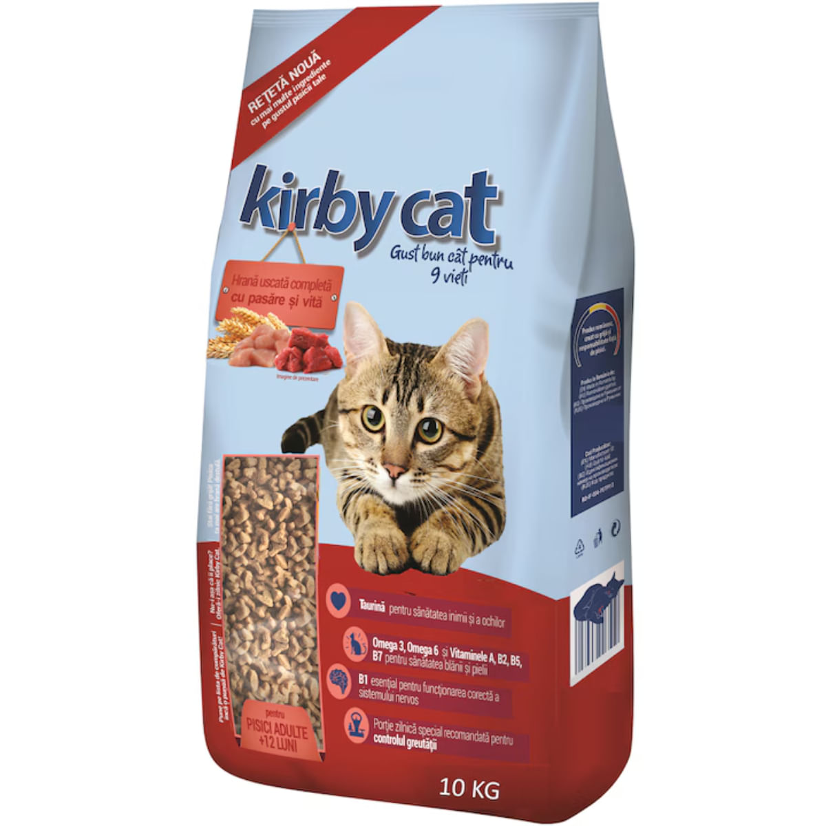 KIRBY CAT, Pasăre și Vită, hrană uscată pisici, 10kg - 1 | YEO