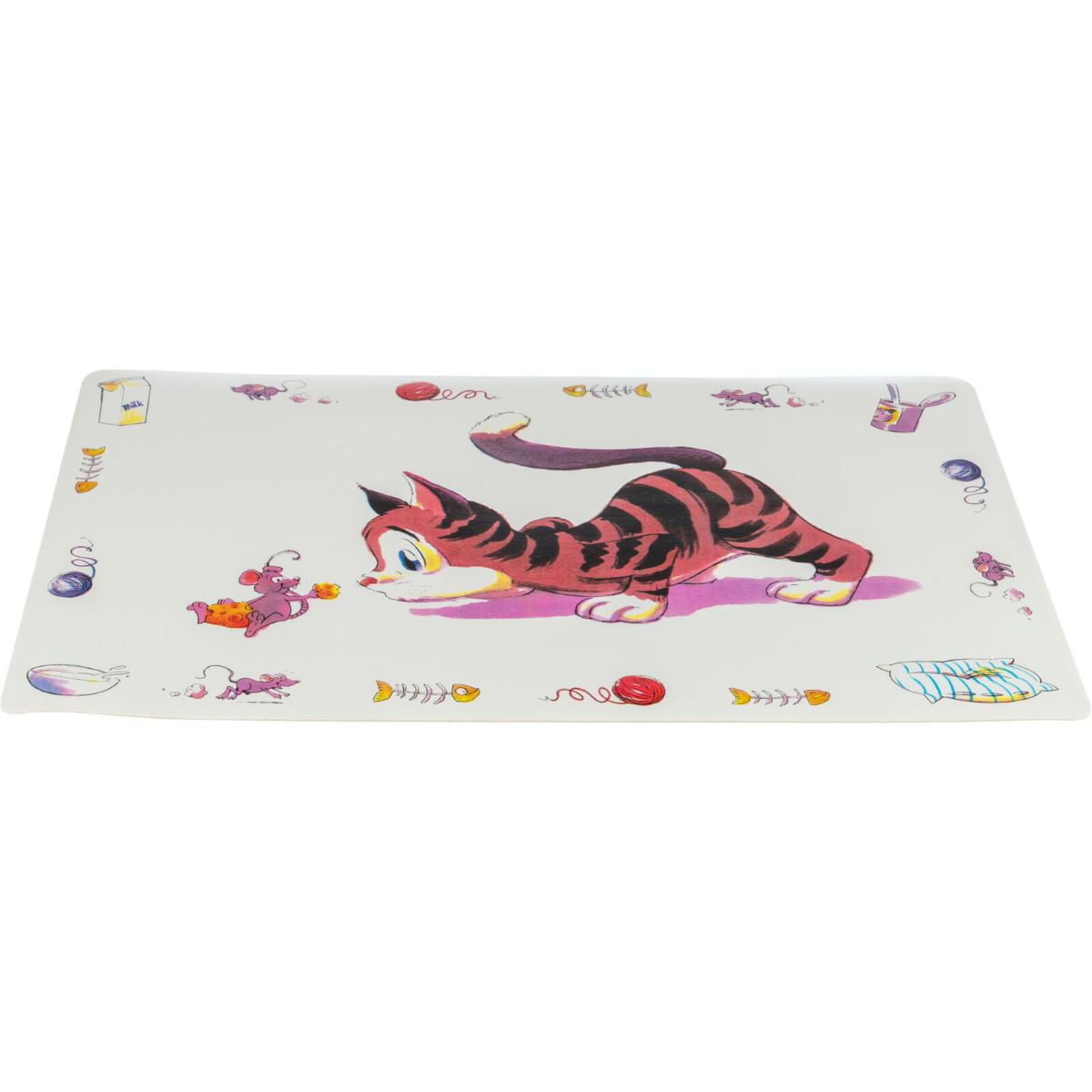 TRIXIE Comic Cat, covoraș pisici, dreptunghiular, antiderapant, plastic, multicolor, 1buc 44x28cm - 1 | YEO