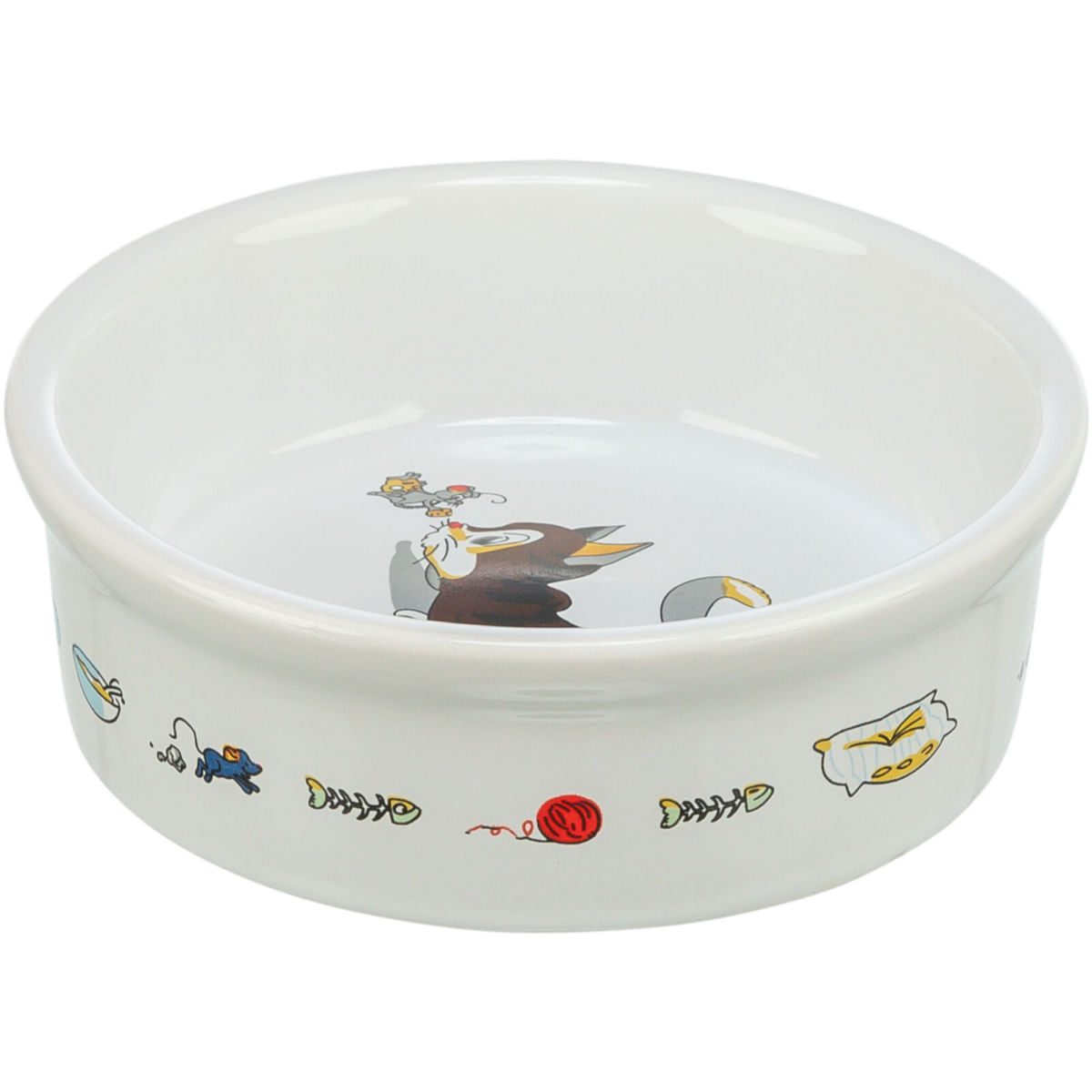 TRIXIE Cat & Mouse, castron pisici, rotund, ceramică, alb, 0.2l, ⌀12cm - 1 | YEO