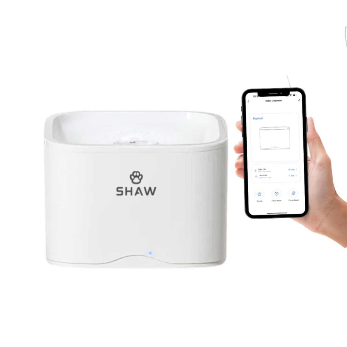 SHAW Smart, fântână pisici, pătrată, aplicație mobilă, plastic, XS-S(2.5l) - 1 | YEO