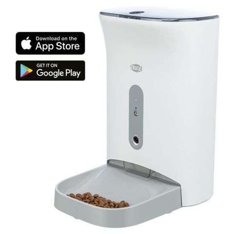 TRIXIE Smart TX820, hrănitor automat câini și pisici, 1 bol pătrat, programabil, aplicație mobilă, plastic, alb și gri, XS-S(4.5l, ⌀1.5cm, 38x19cm)