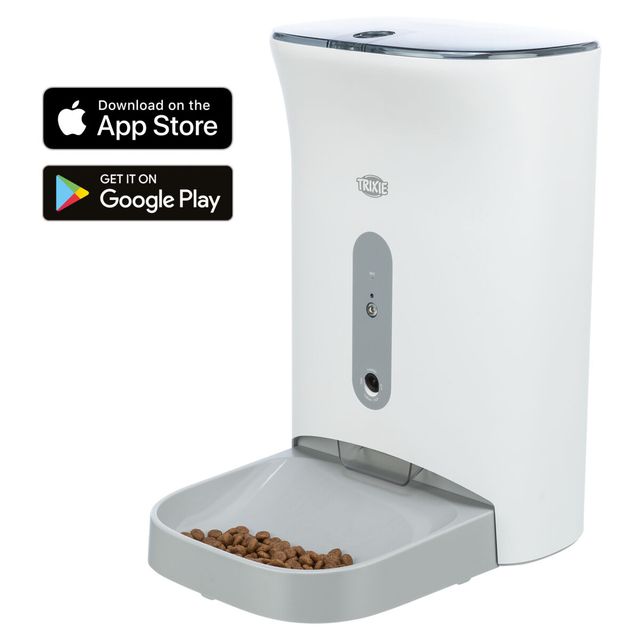 TRIXIE Smart TX820, hrănitor automat câini și pisici, 1 bol pătrat, programabil, aplicație mobilă, plastic, alb și gri, XS-S(4.5l, ⌀1.5cm, 38x19cm)