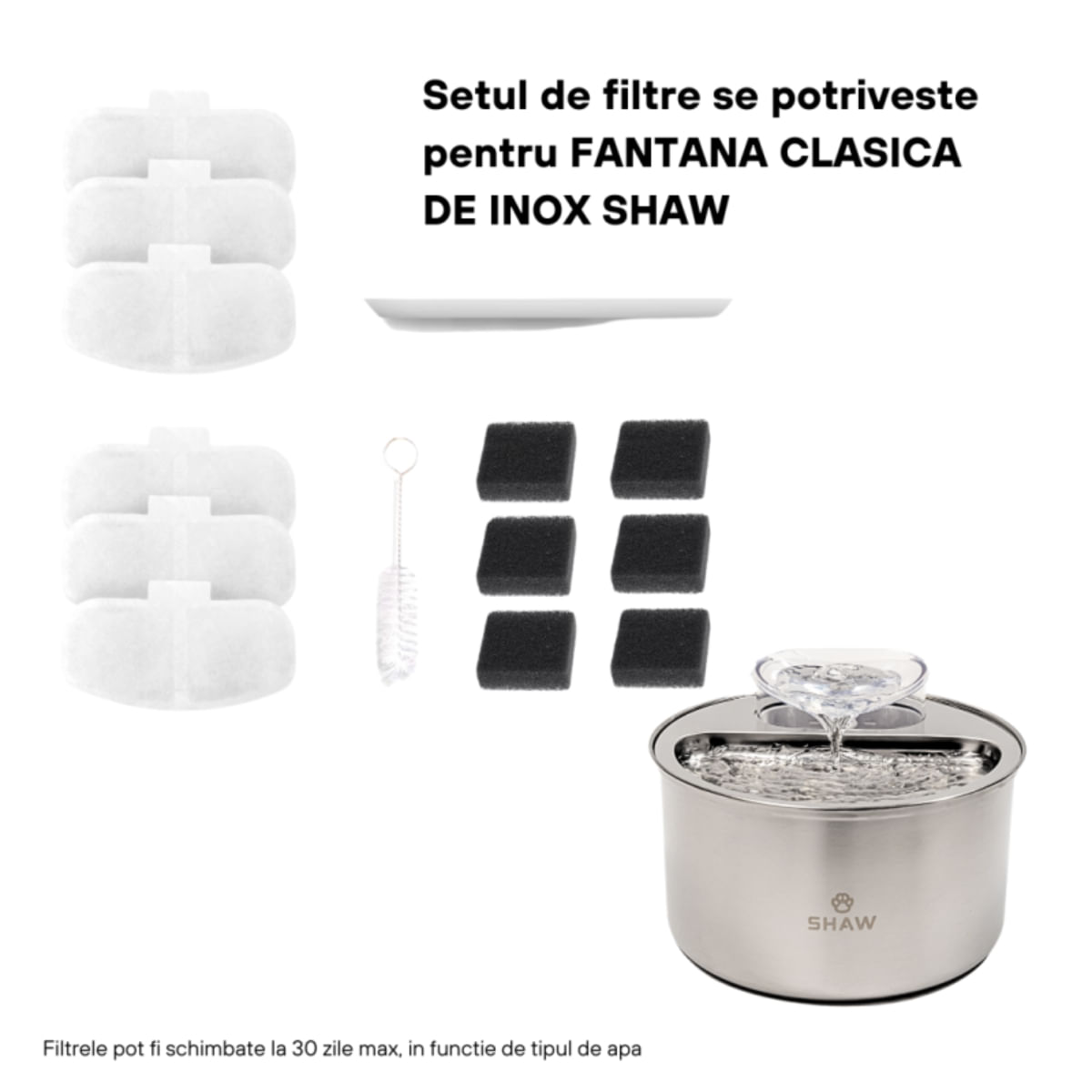 SHAW Clasic 9, filtre fântână, argintiu, 6buc - 1 | YEO