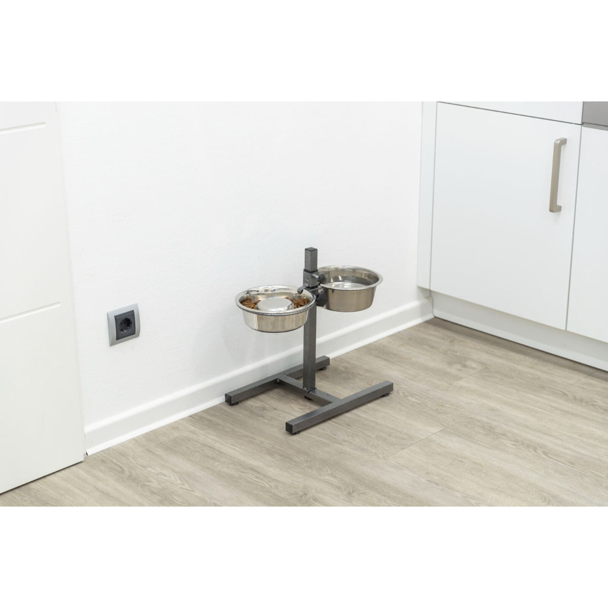 TRIXIE, set suport castroane câini + 2 boluri, înalțime reglabilă, metal, argintiu, M-L(1.8l, ⌀21cm) - 2 | YEO
