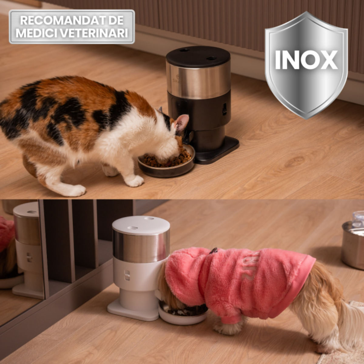 SHAW PRO V3 Mini, hrănitor automat câini, 1 bol rotund, programabil, aplicație mobilă, PVC SHAW PRO V3 Mini, hrănitor automat câini și pisici, 1 bol rotund, programabil, aplicație mobilă, PVC, negru, XS-S(2l) - 2 | YEO