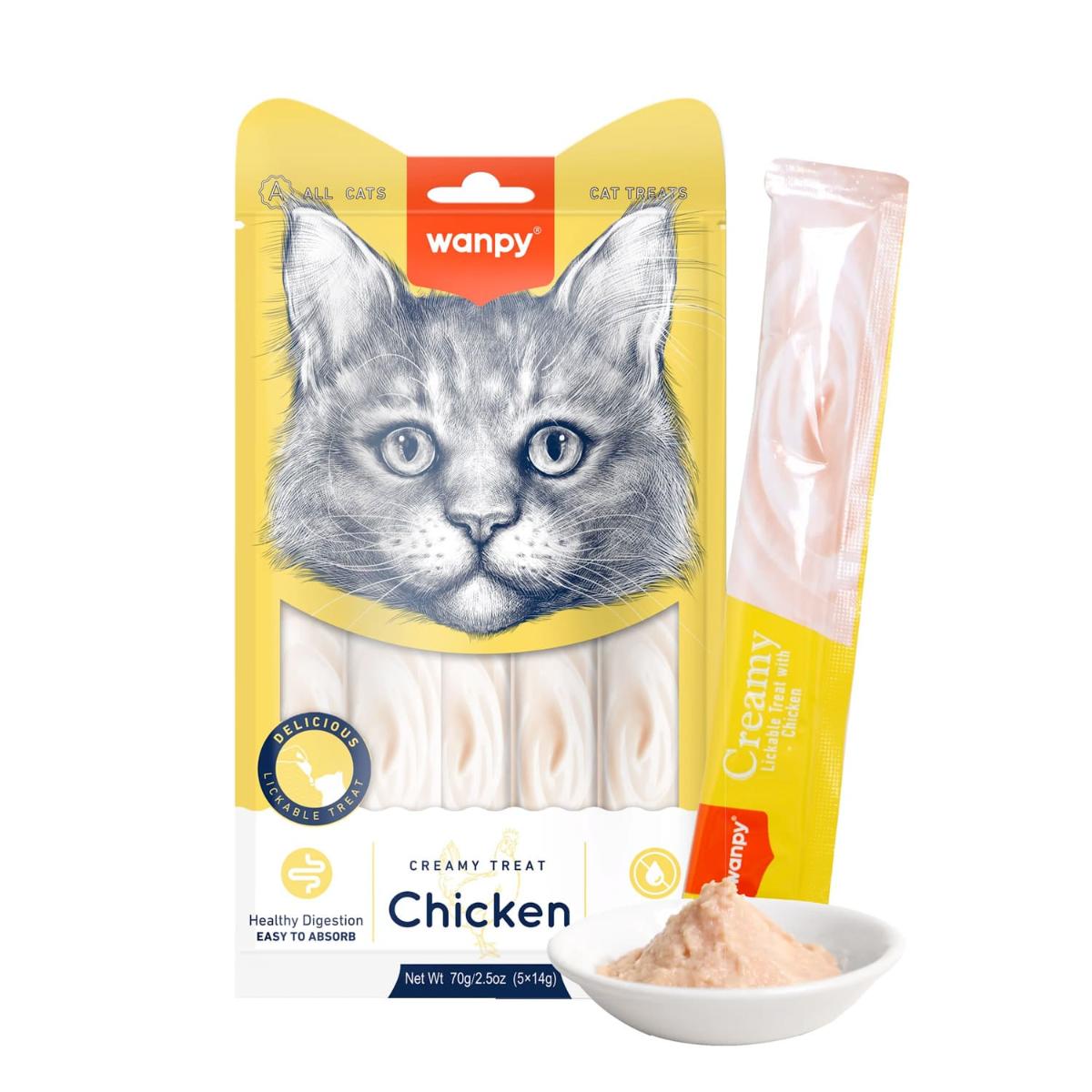 WANPY Creamy Treat, Pui, punguță recompense pisici, (piure), 70g - 1 | YEO