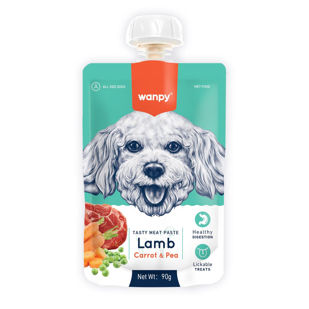 WANPY Tasty Meat Paste, XS-XL, Rață, punguță recompense câini, (piure), 90g