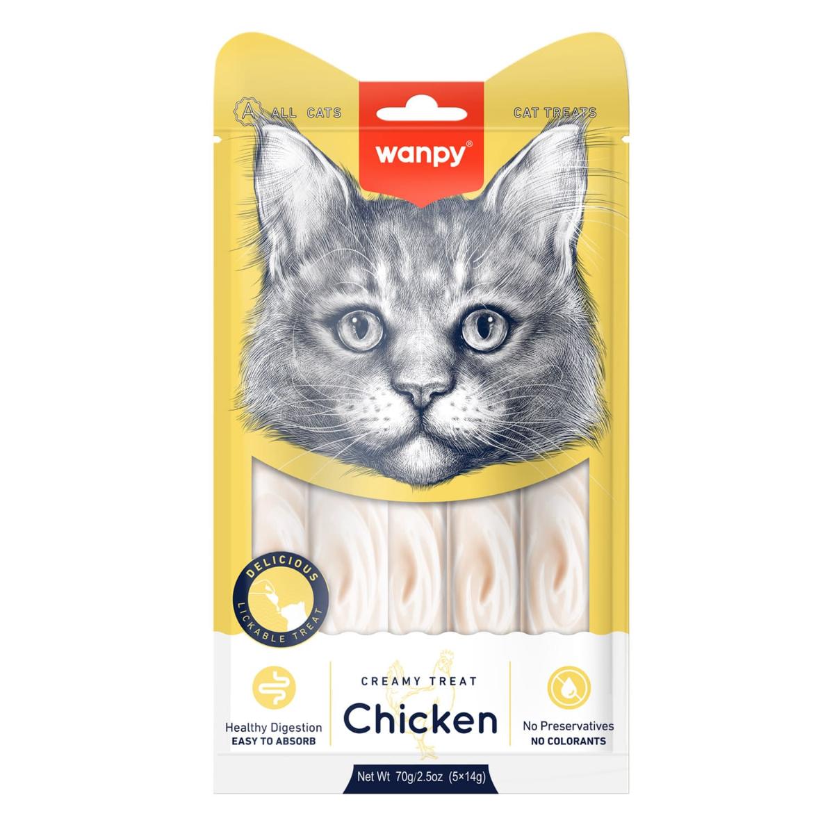 WANPY Creamy Treat, Pui, punguță recompense pisici, (piure), 70g - 2 | YEO