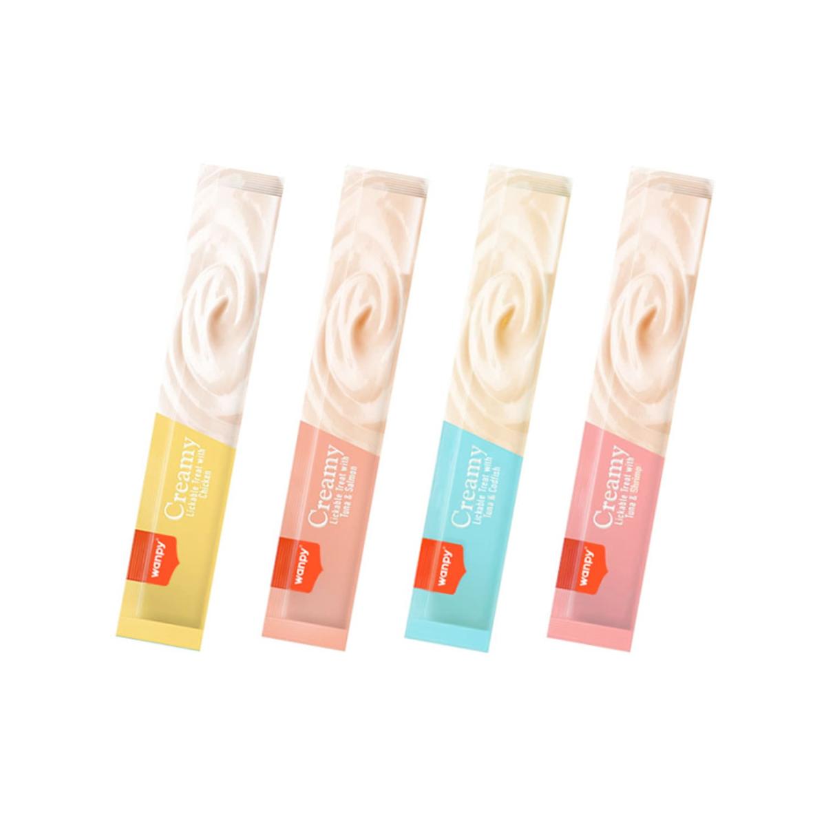 WANPY Creamy Treat Assorted, Pui și Ton, punguță recompense pisici, (piure), 350g - 2 | YEO