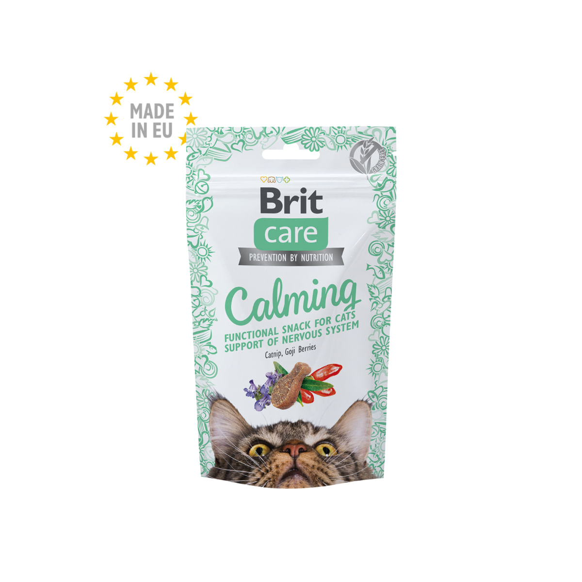 BRIT Care Calming, Pui și Goji, punguță recompense funcționale pisici, sistem nervos & calmante, 50g